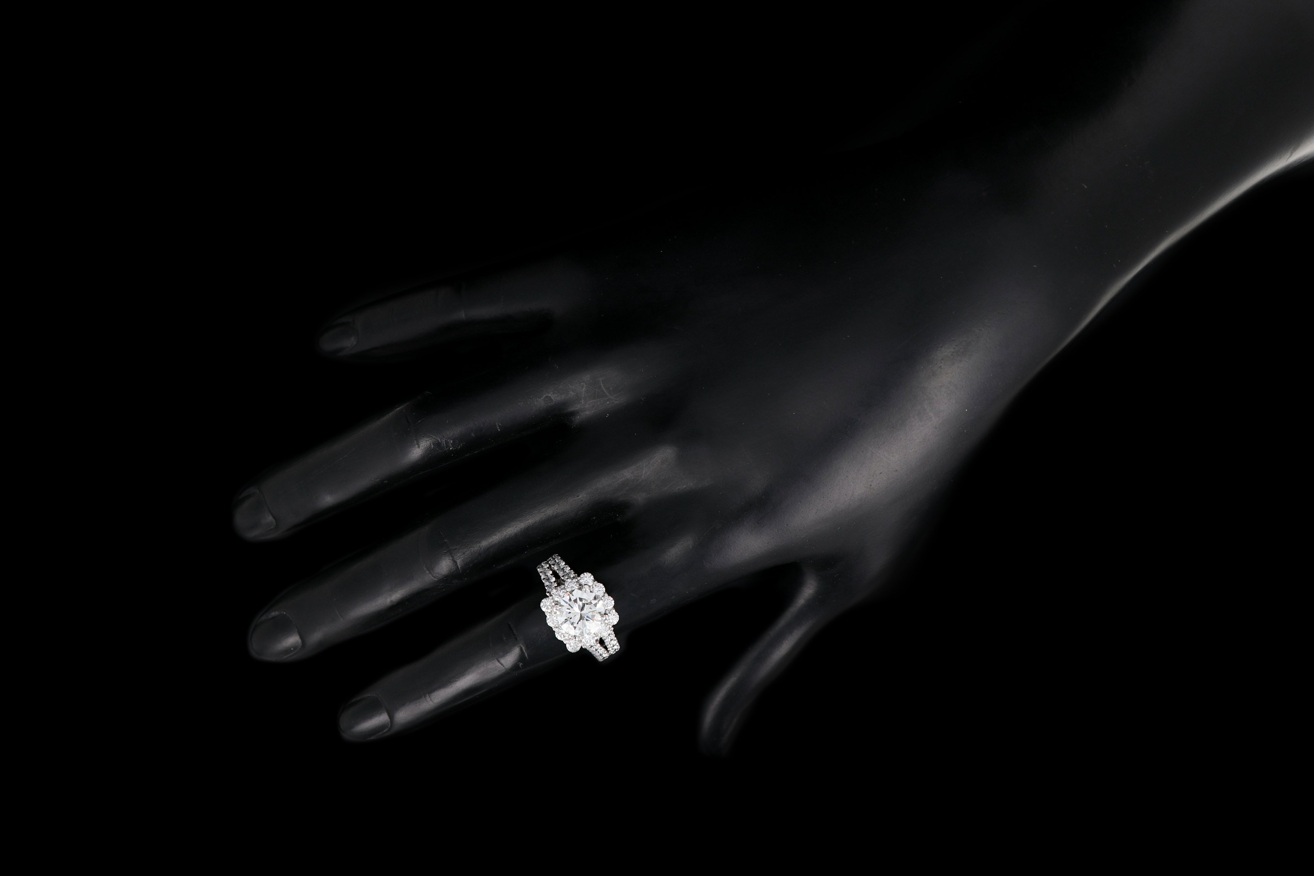 Modern 18K White Gold 2.45CT Round Cut Diamond Engagement Ring GIA Certified - Queen May