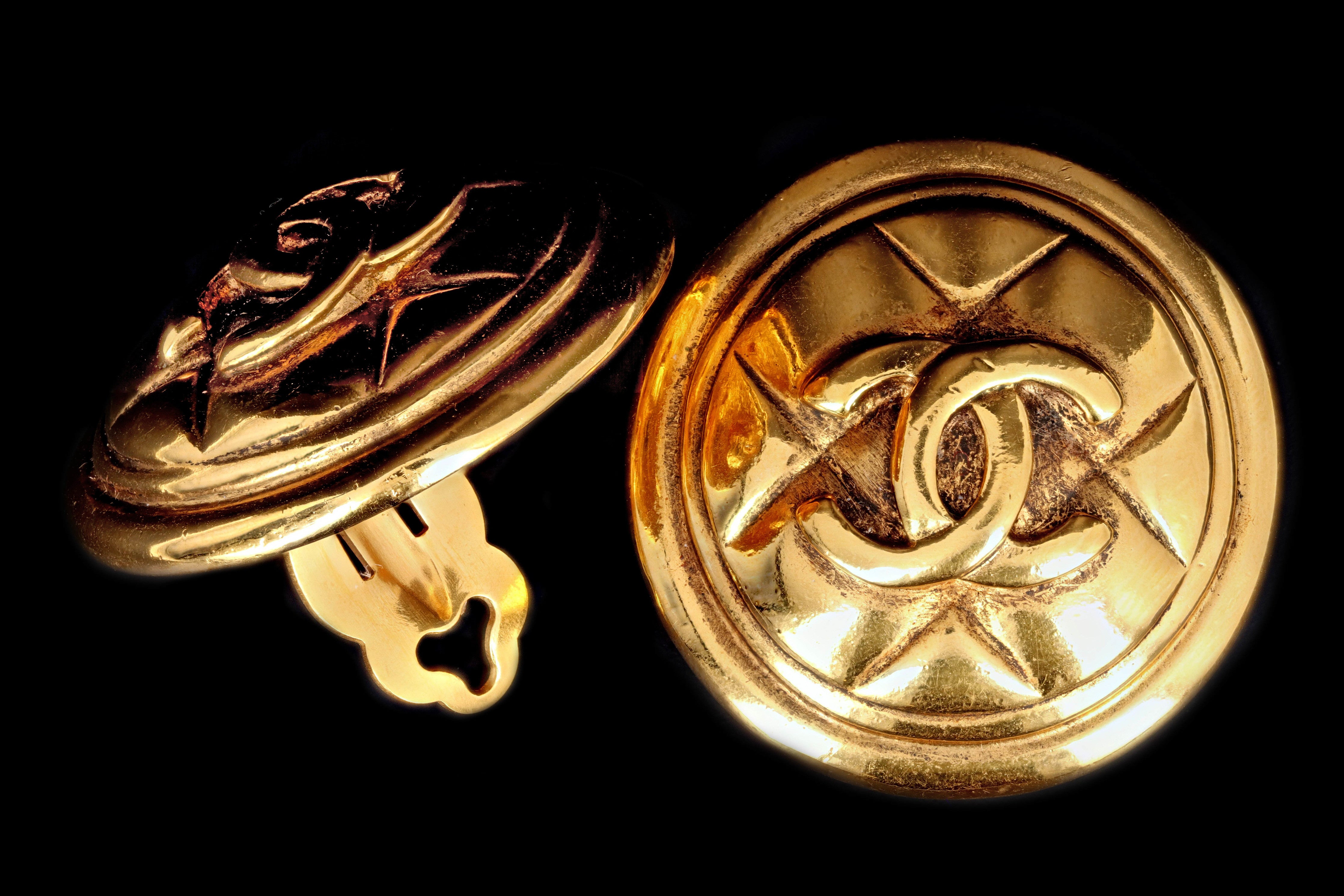 Vintage Chanel Logo Clip On Statement Earrings - Queen May