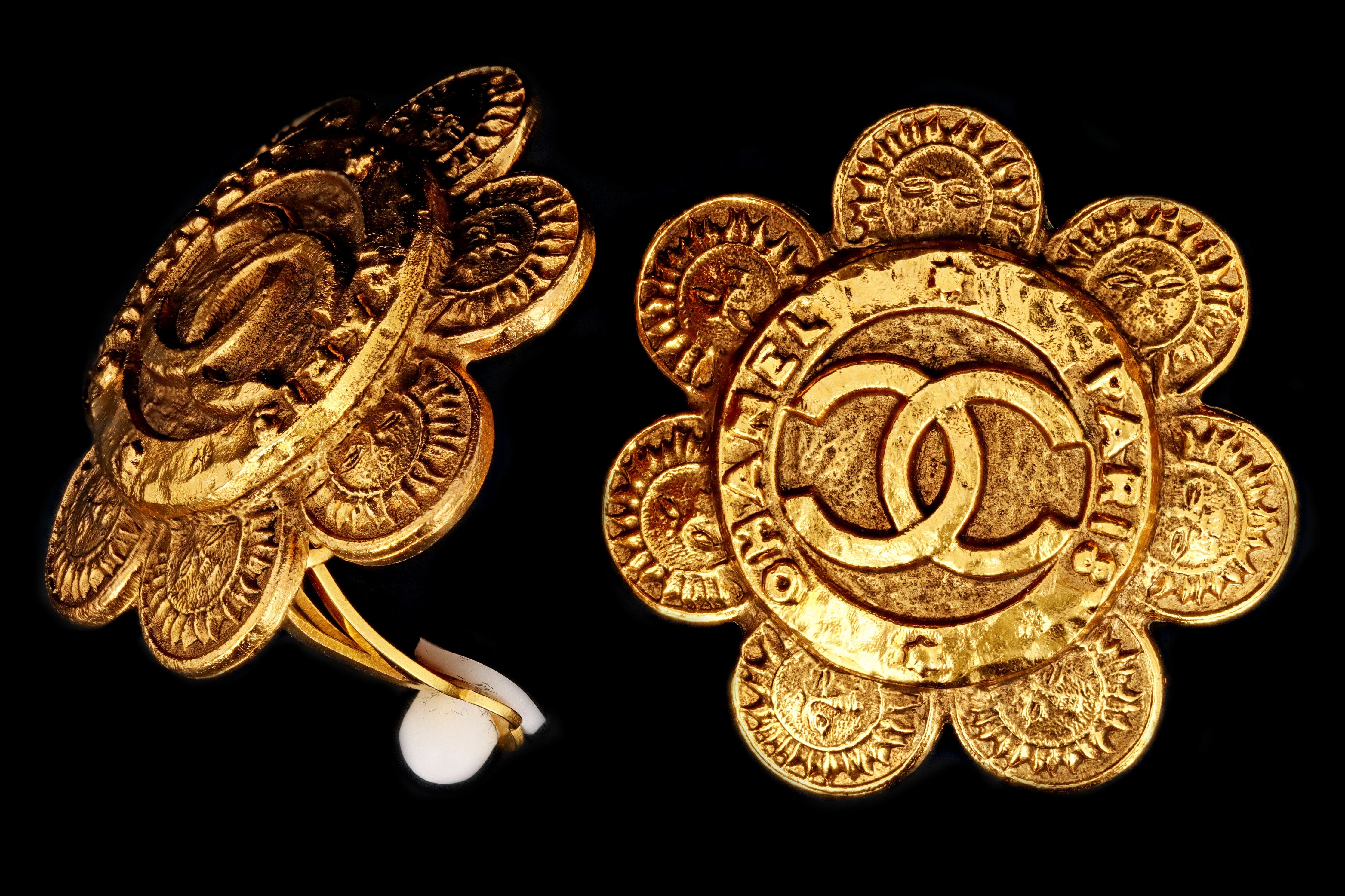 Vintage Chanel Logo Clip On Statement Earrings - Queen May