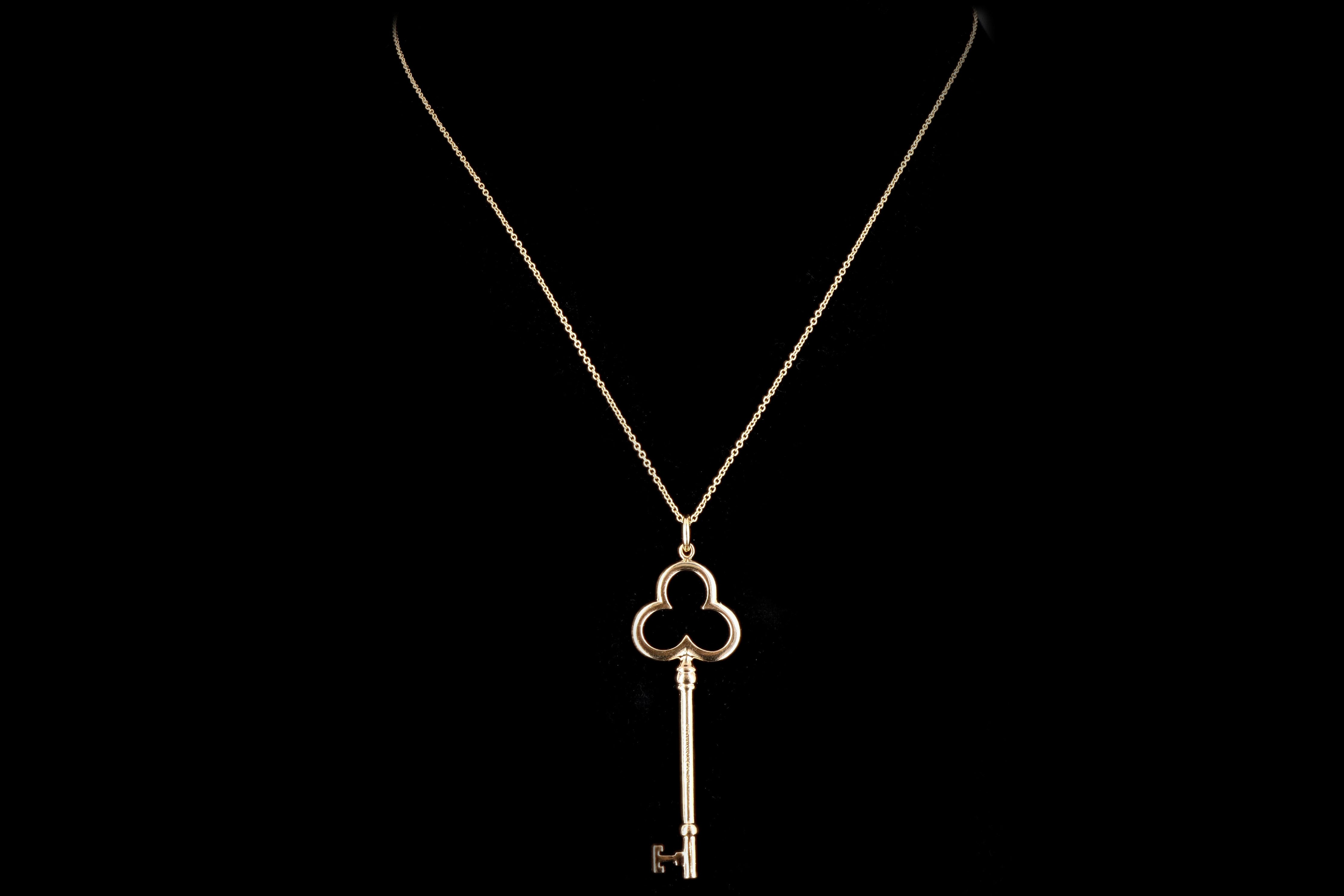 Modern Tiffany & Co 18K Yellow Gold Key Pendant Necklace - Queen May