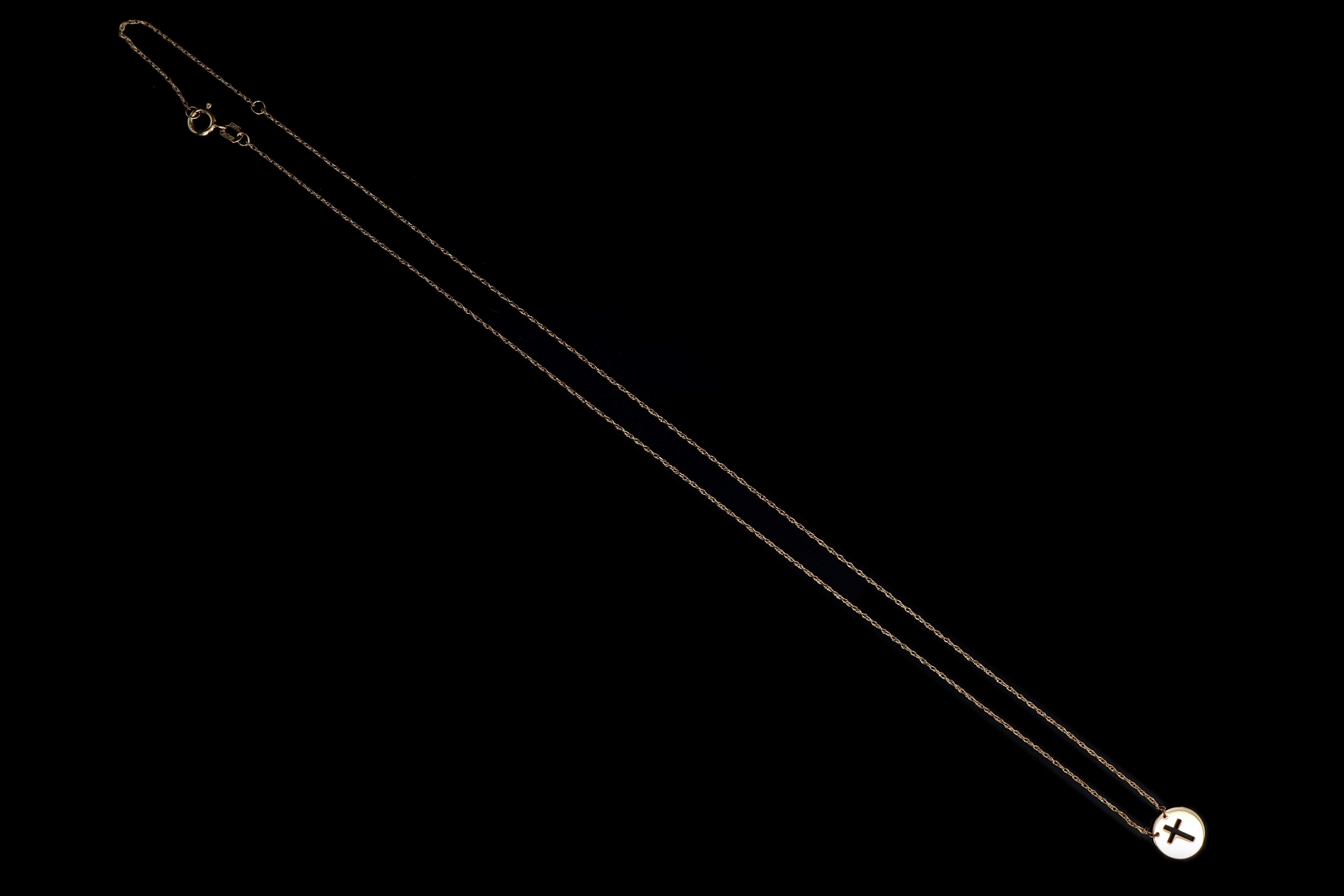 New 14K Gold Cross Pendant Necklace - Queen May