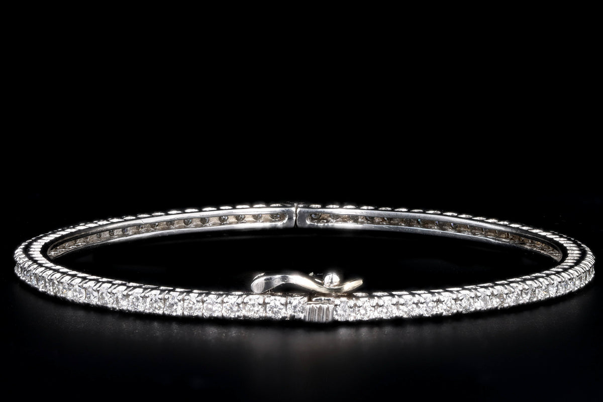 14K White Gold 2 Carat Round Brilliant Diamond Bangle - Queen May