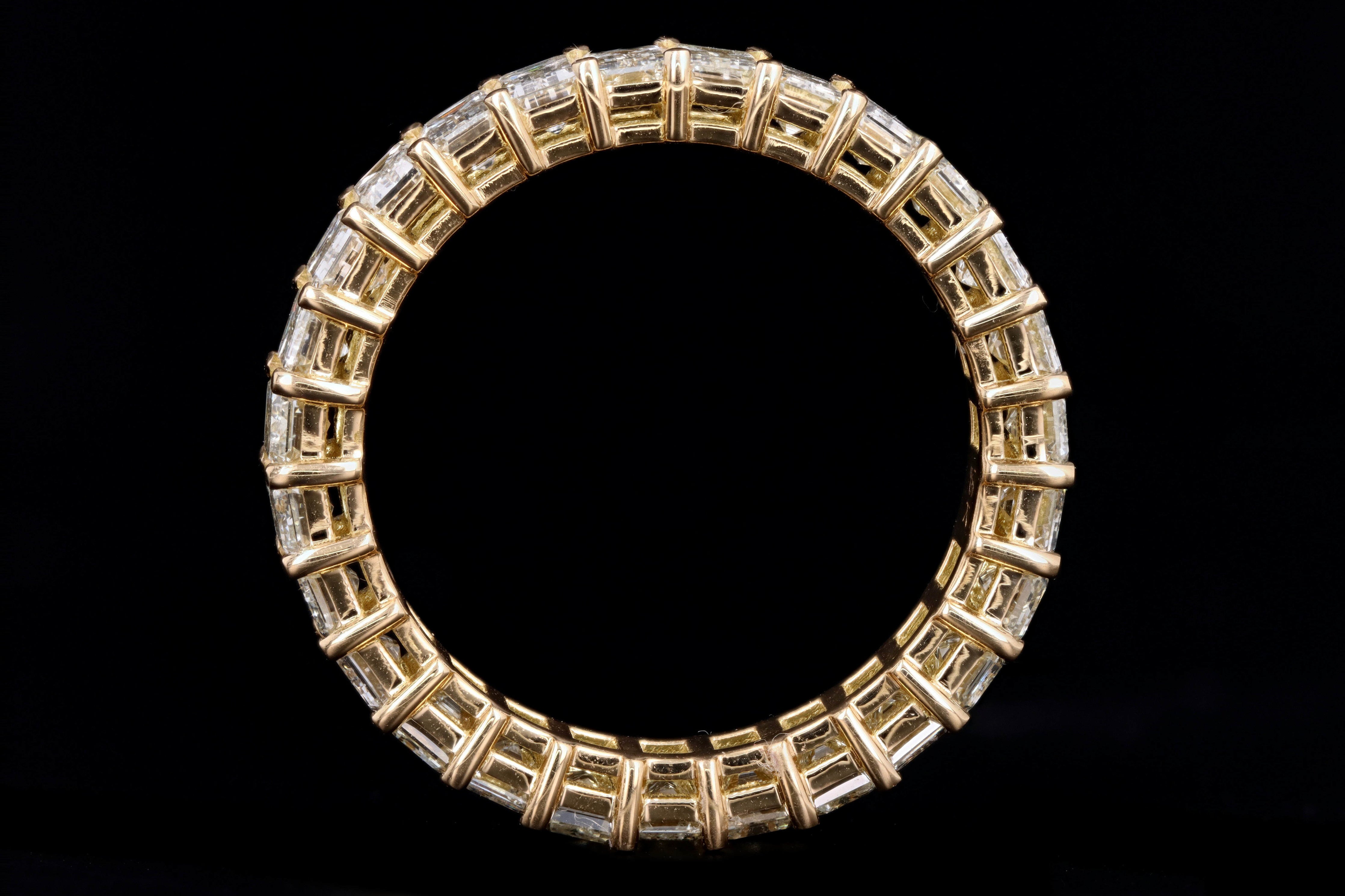 18K Yellow Gold 3.98 Carat Emerald Cut Diamond Eternity Band - Queen May