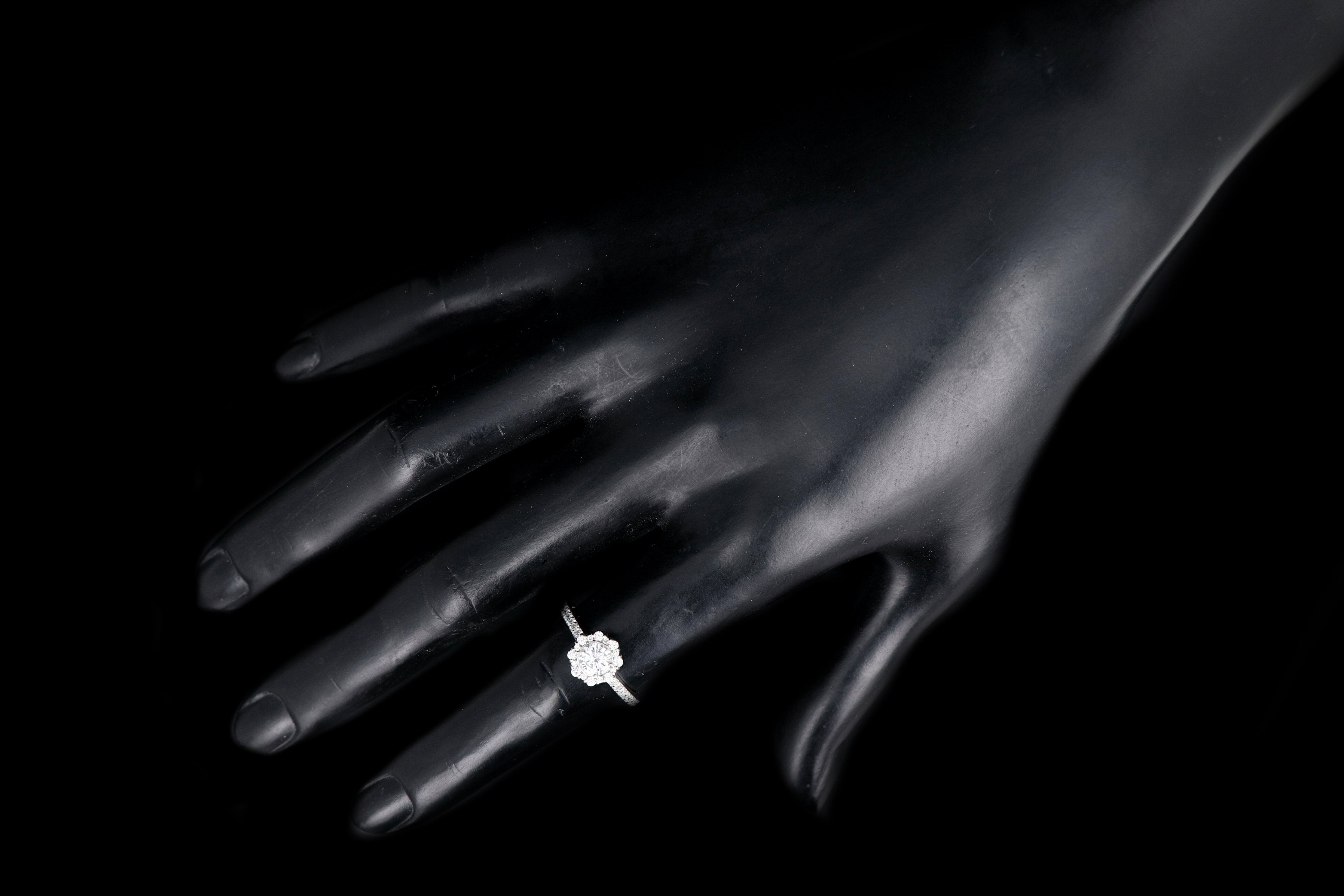 New 18K White Gold .58 Carat Round Brilliant Cut Diamond Engagement Ring GIA Certified - Queen May