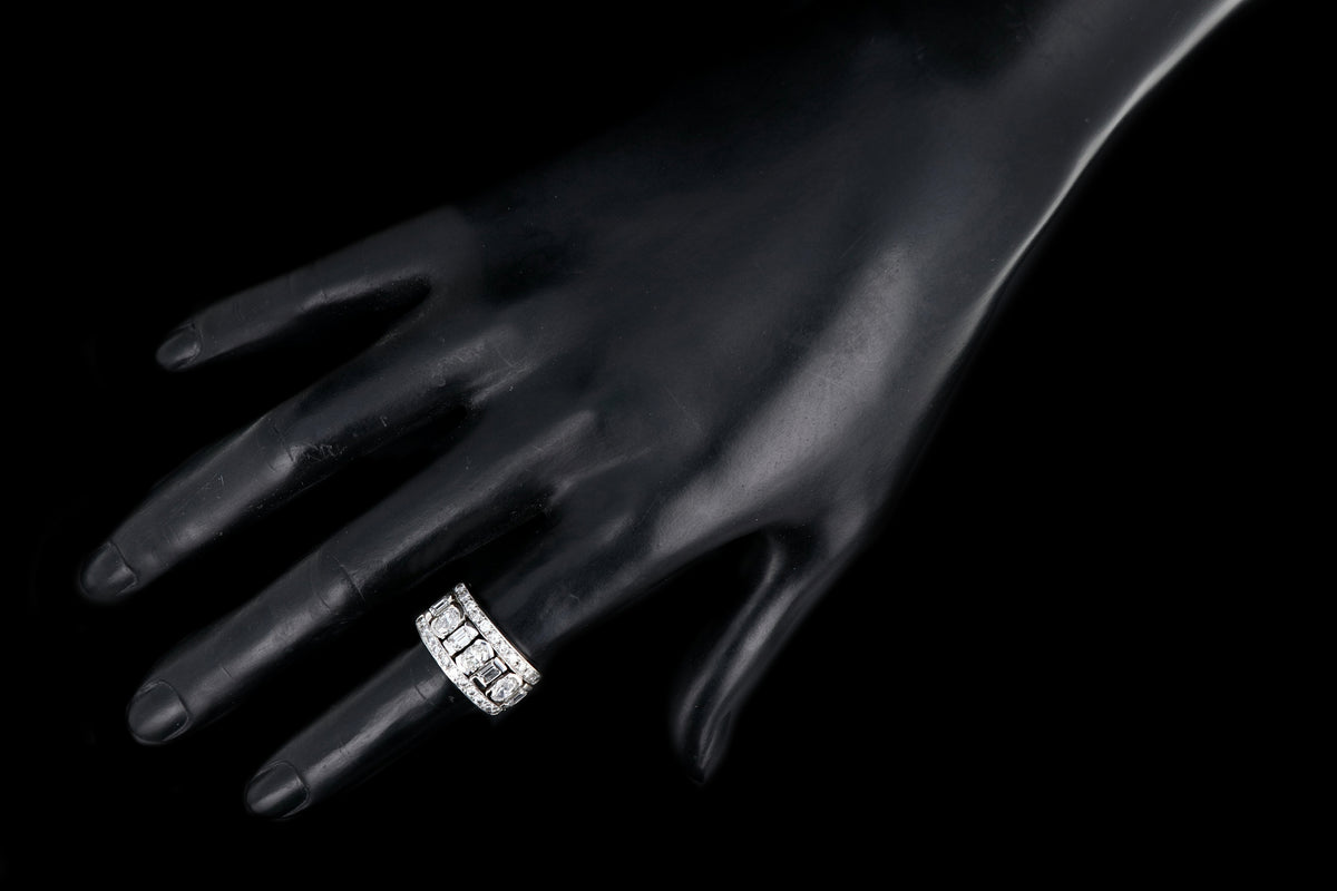 18K White Gold 2.32 Carat Round, Oval, and Emerald Cut Diamond Band - Queen May