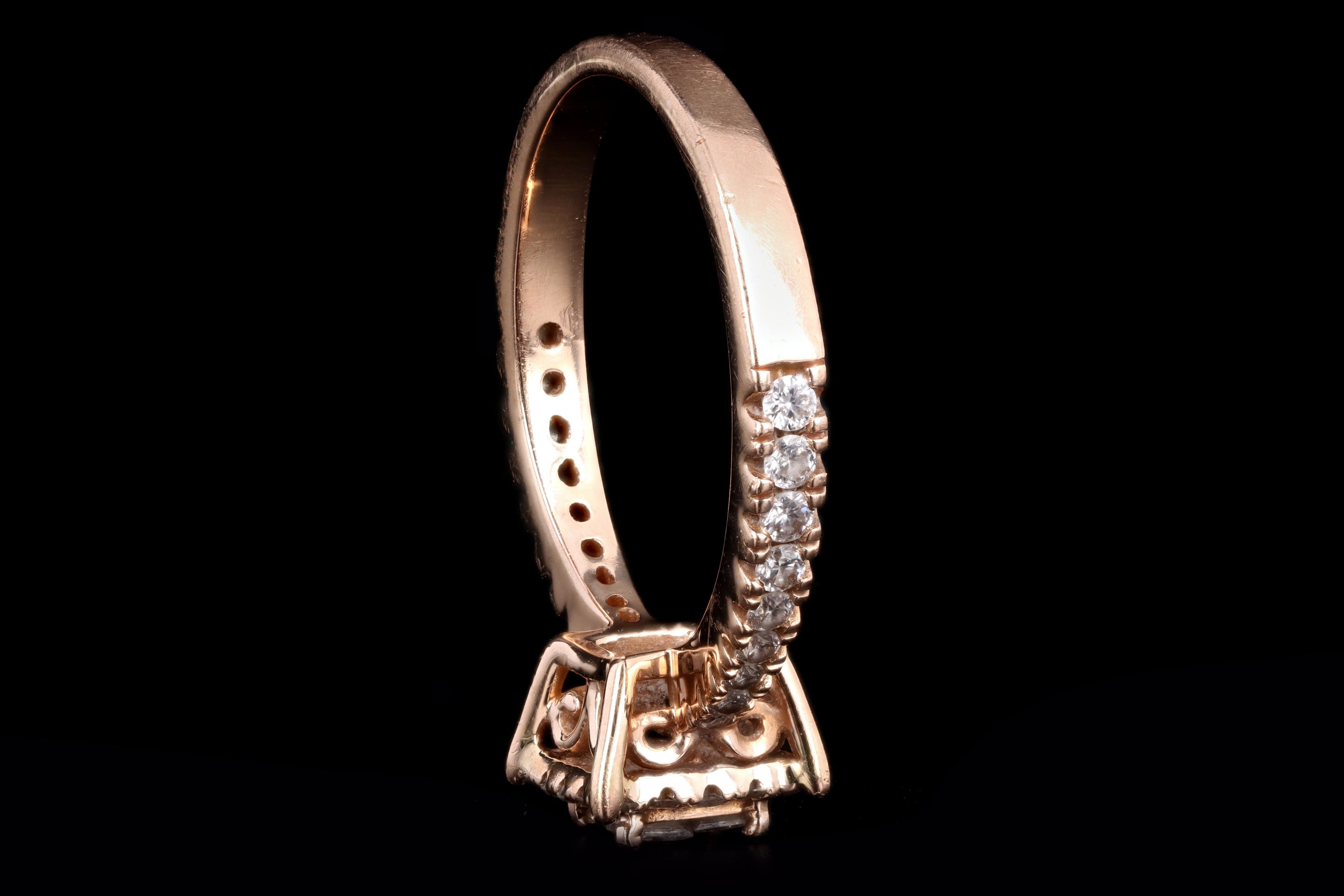 Modern 14K Rose Gold Princess Cut Diamond Cluster Engagement Ring - Queen May