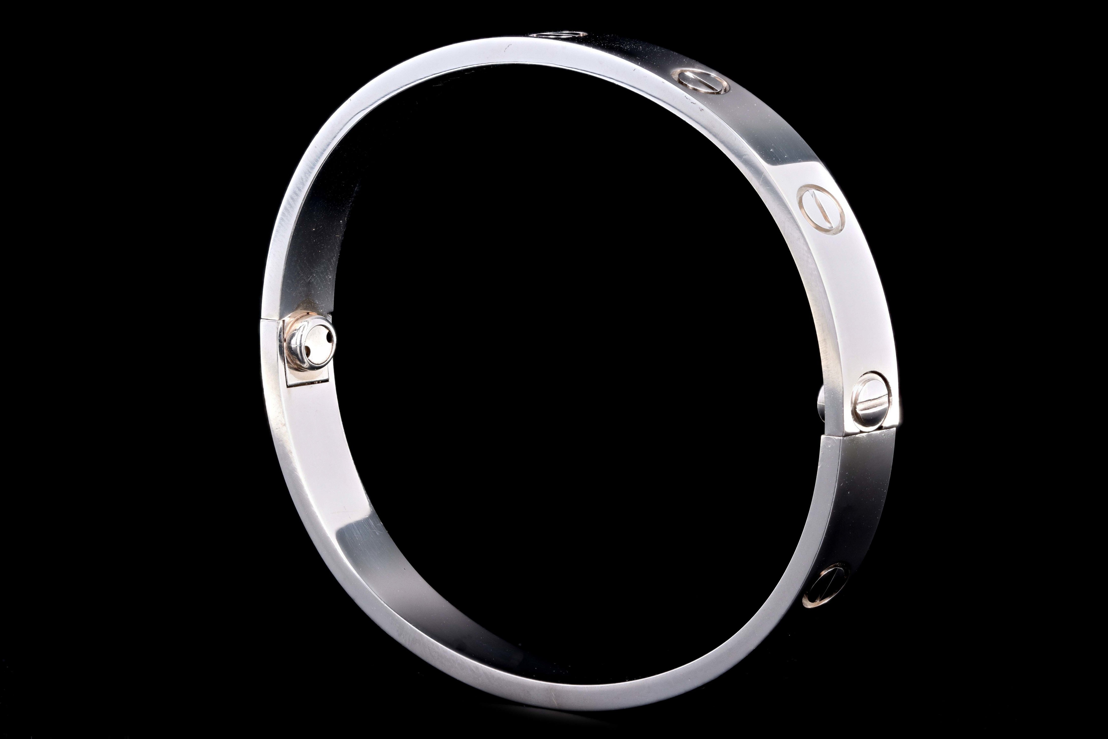 Modern Cartier 18K White Gold Love Bracelet Size 17 - Queen May