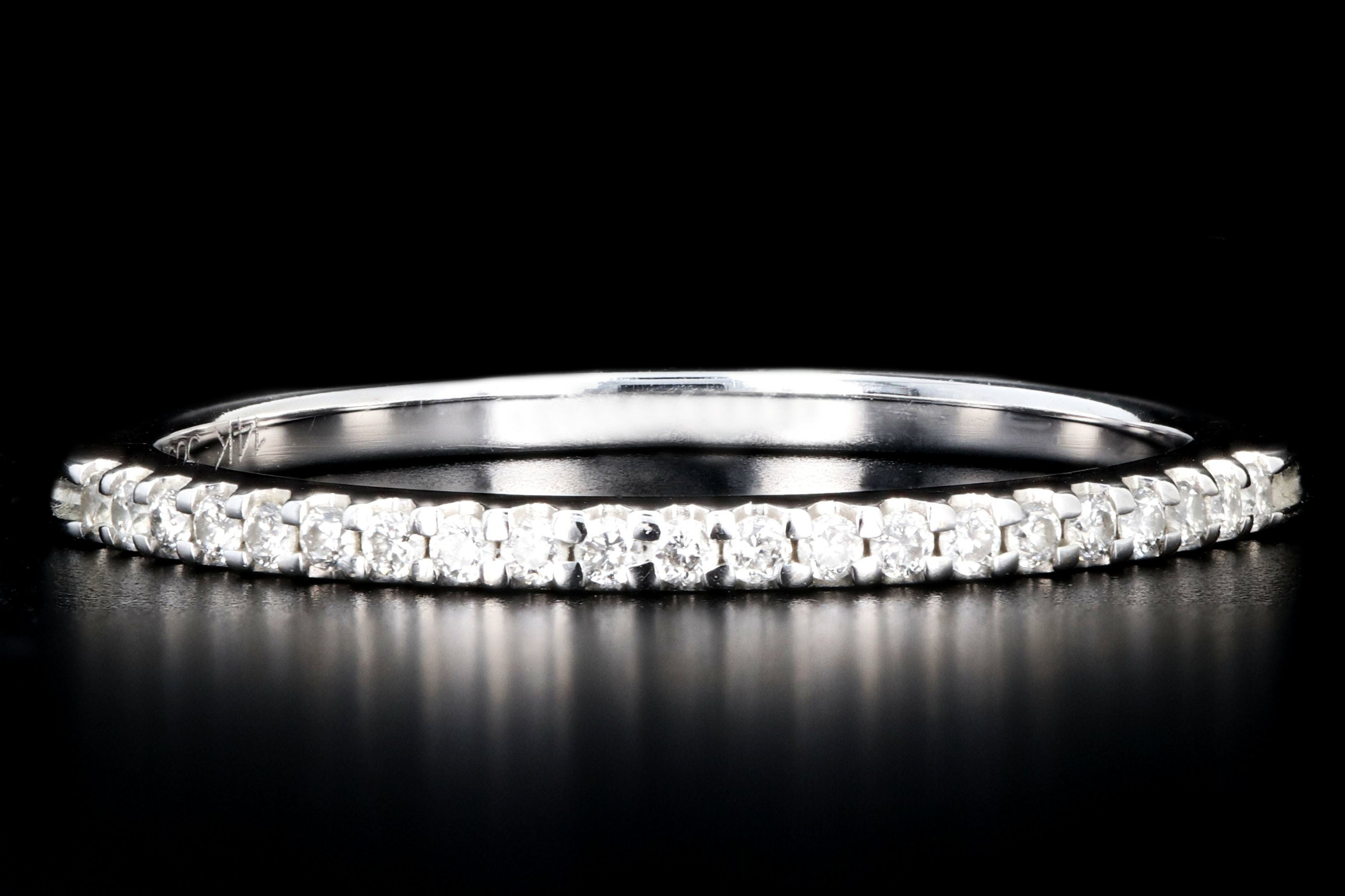 Modern 14K White Gold .10 Carat Round Brilliant Cut Diamond Half Band - Queen May
