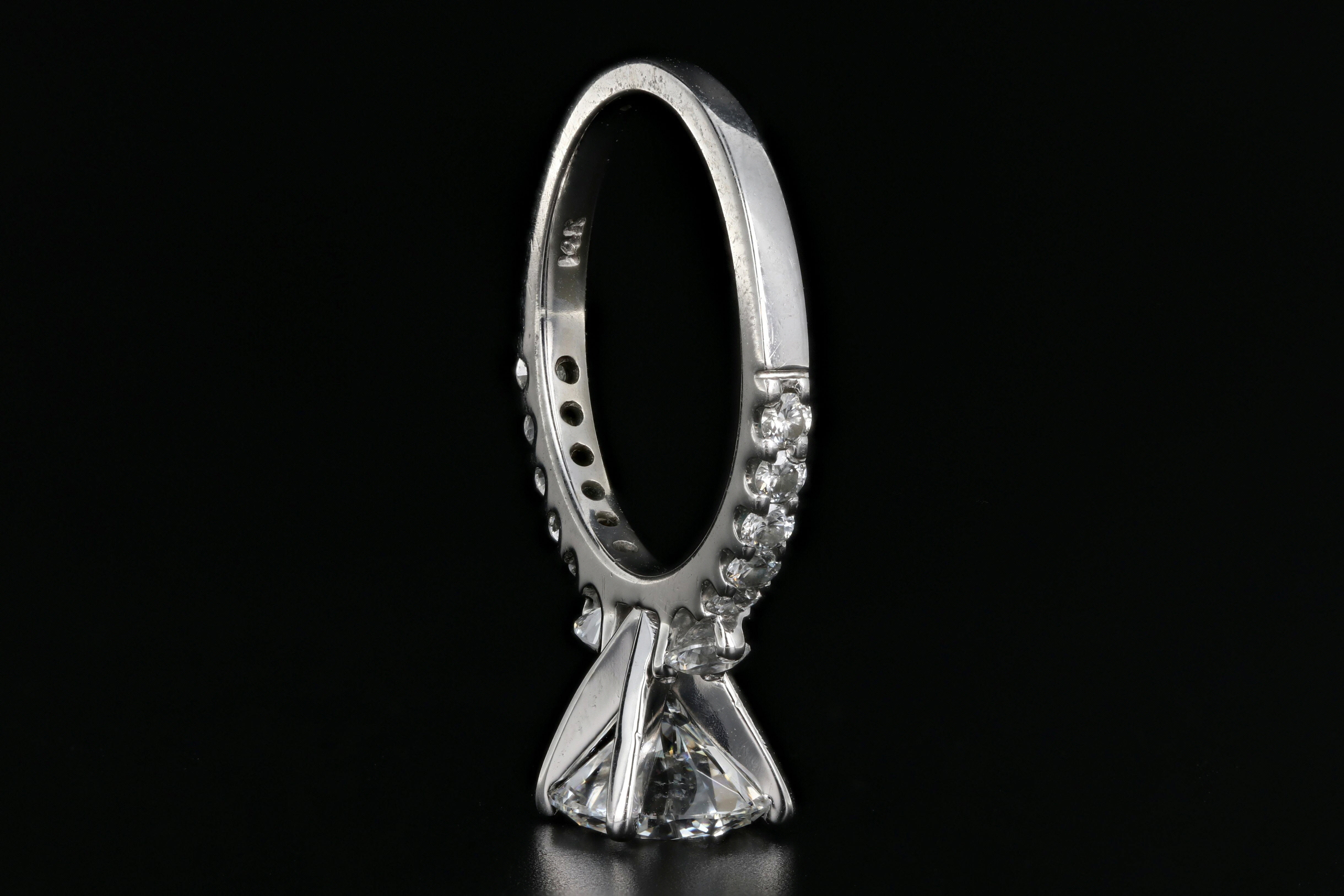 Modern 14K White Gold 1.56 Carat Diamond Engagement Ring GIA Certified - Queen May