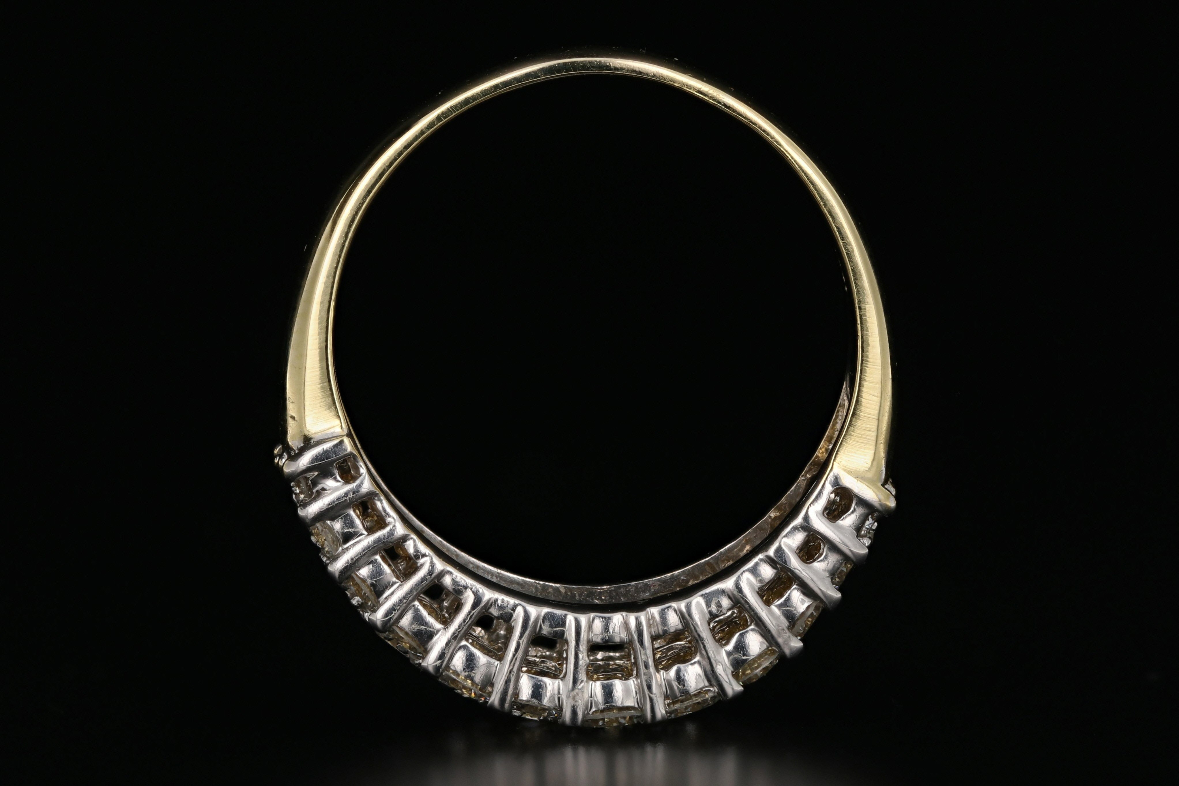 Vintage 18K Yellow Gold 1.5 Carat Diamond Band - Queen May