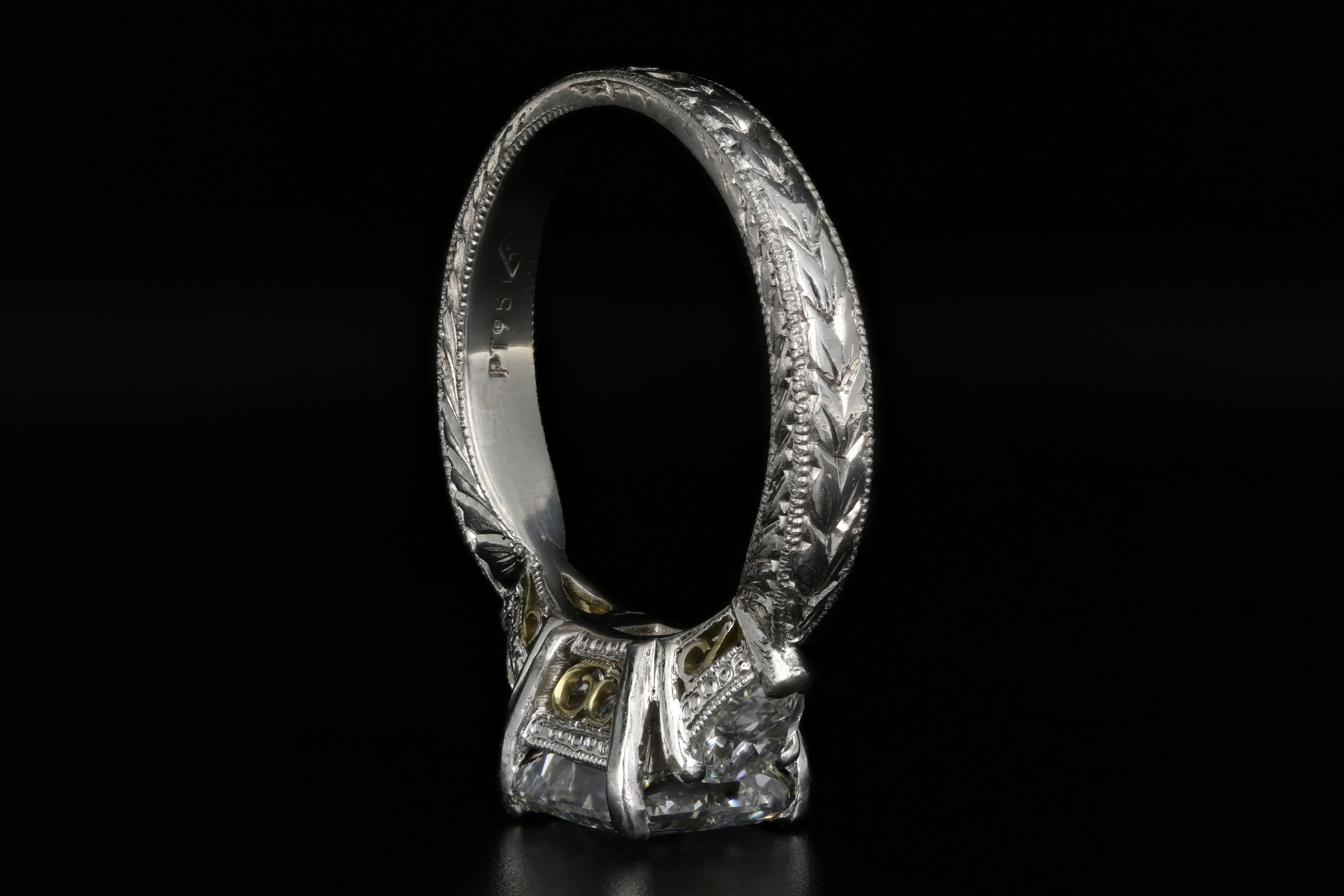 New Platinum 2.01 Carat Radiant Cut Diamond Engagement Ring GIA Certified - Queen May