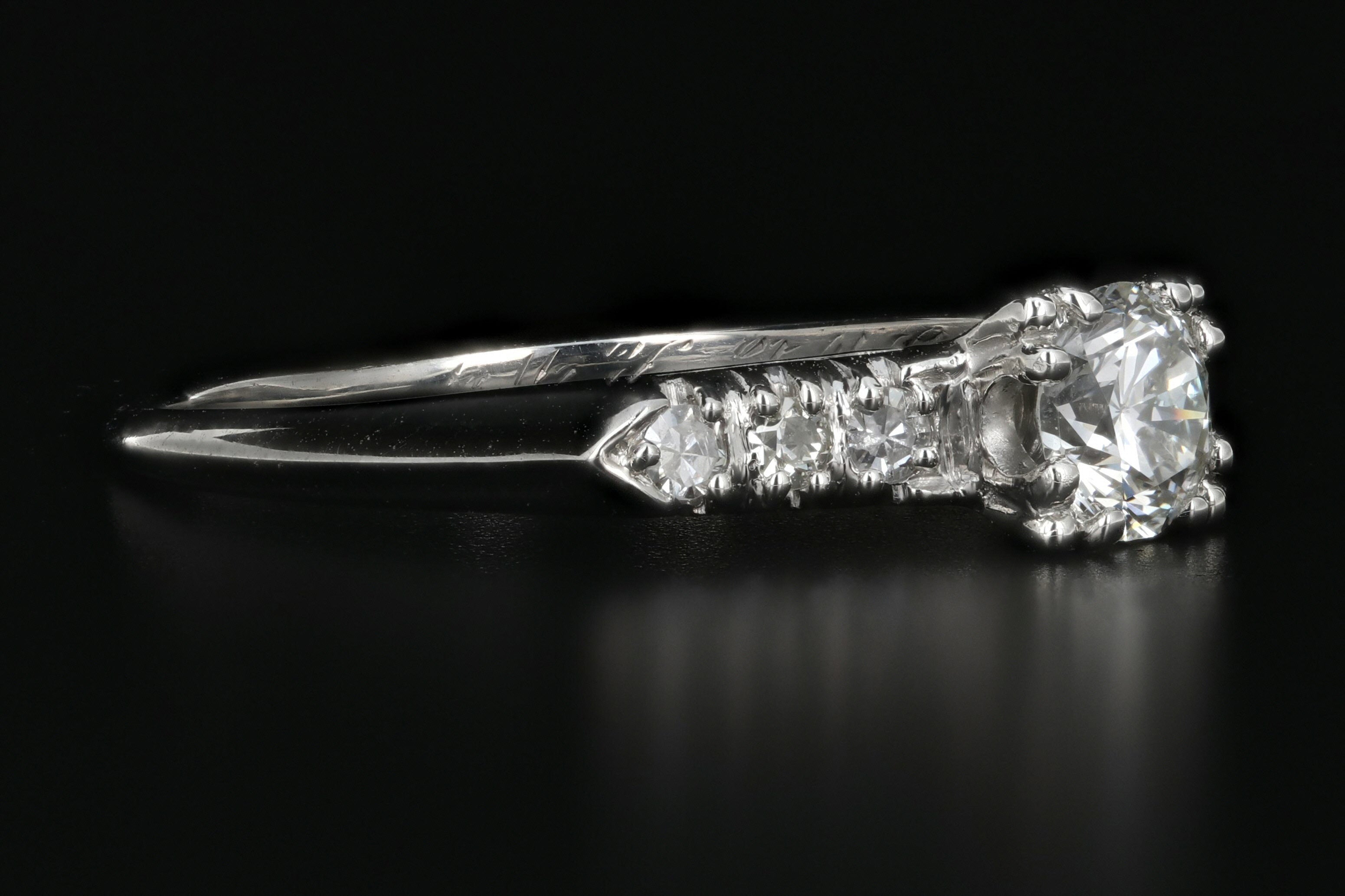 Vintage Platinum .45 Carat Diamond Engagement Ring - Queen May