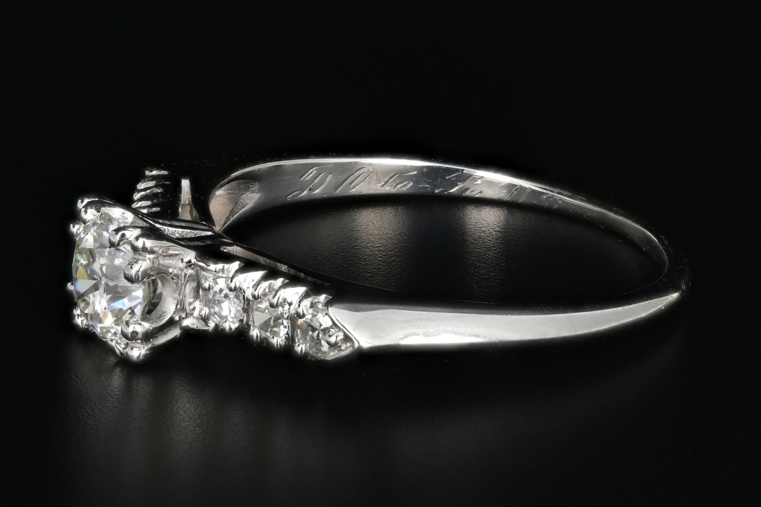 Vintage Platinum .45 Carat Diamond Engagement Ring - Queen May