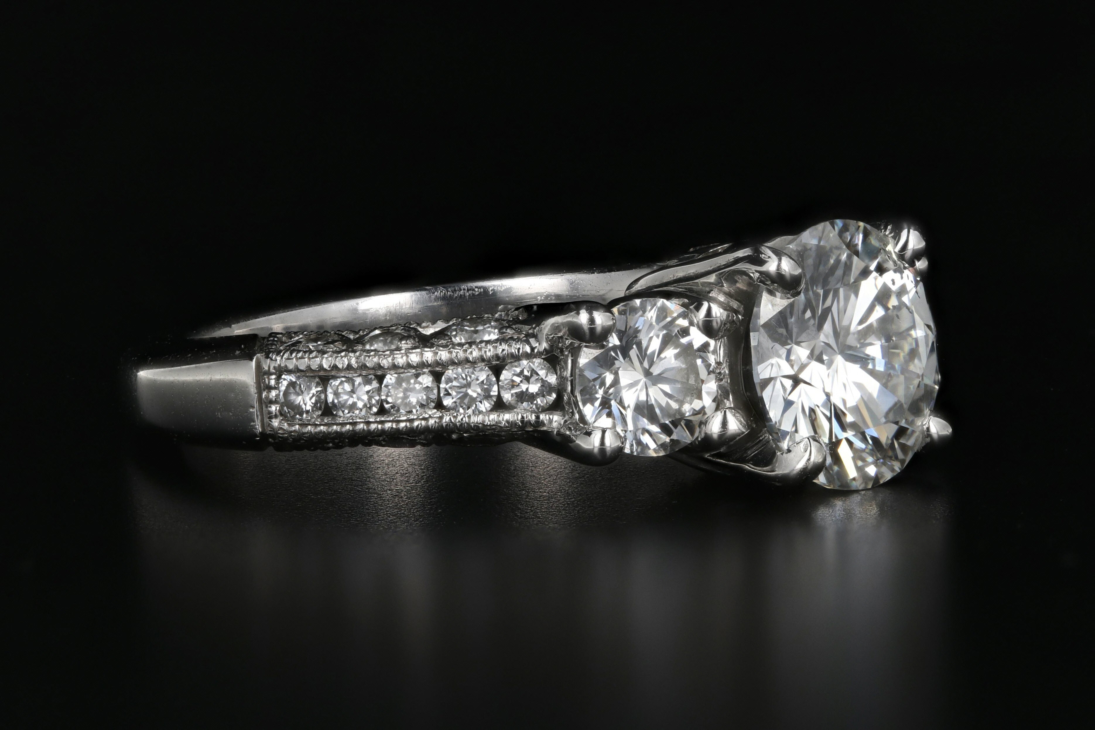 Platinum Tacori 1.54 Carat laser Inscribed Diamond Ring GIA Certified - Queen May