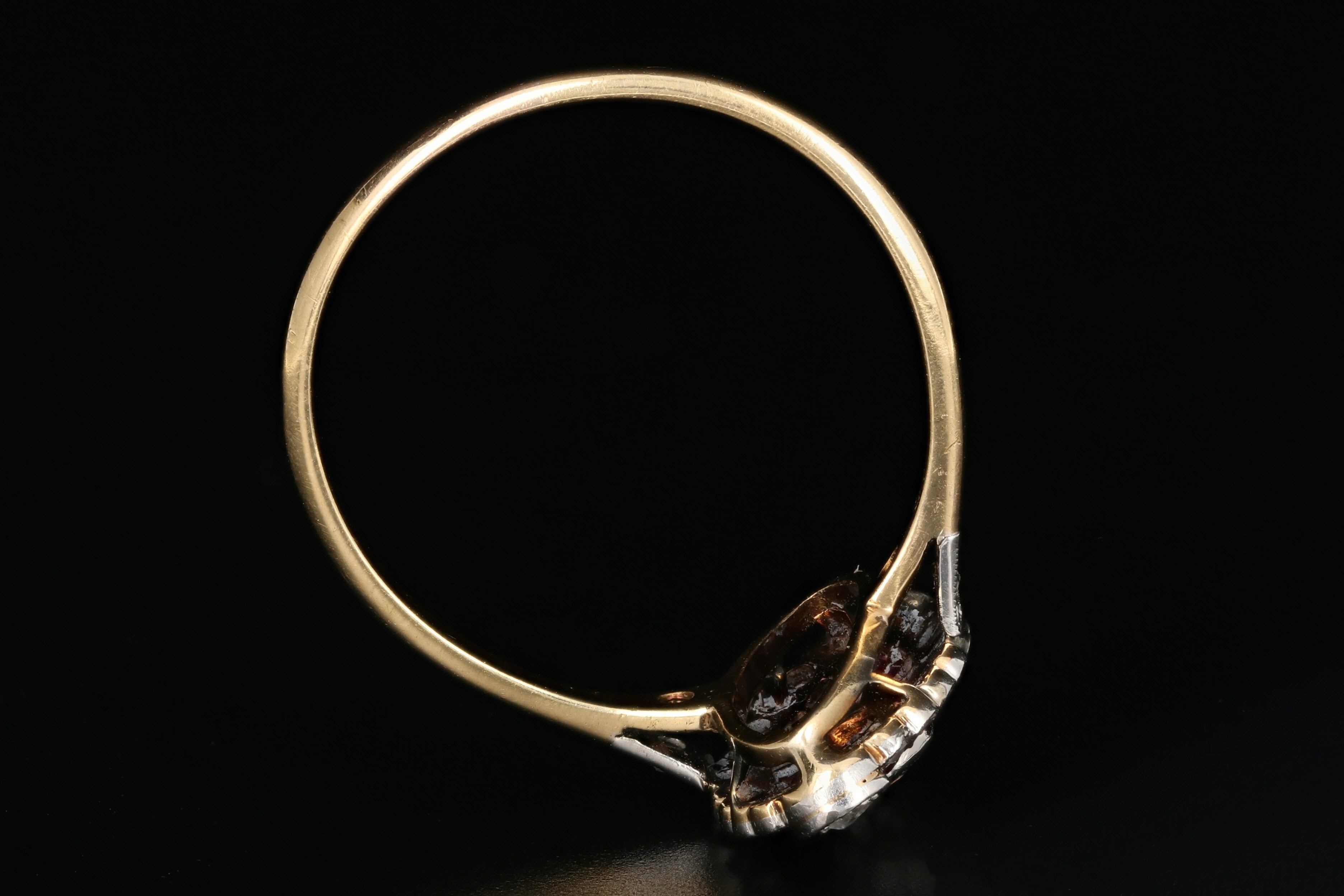 Edwardian French Ruby, Rose Cut & Old European Cut Diamond Ring - Queen May
