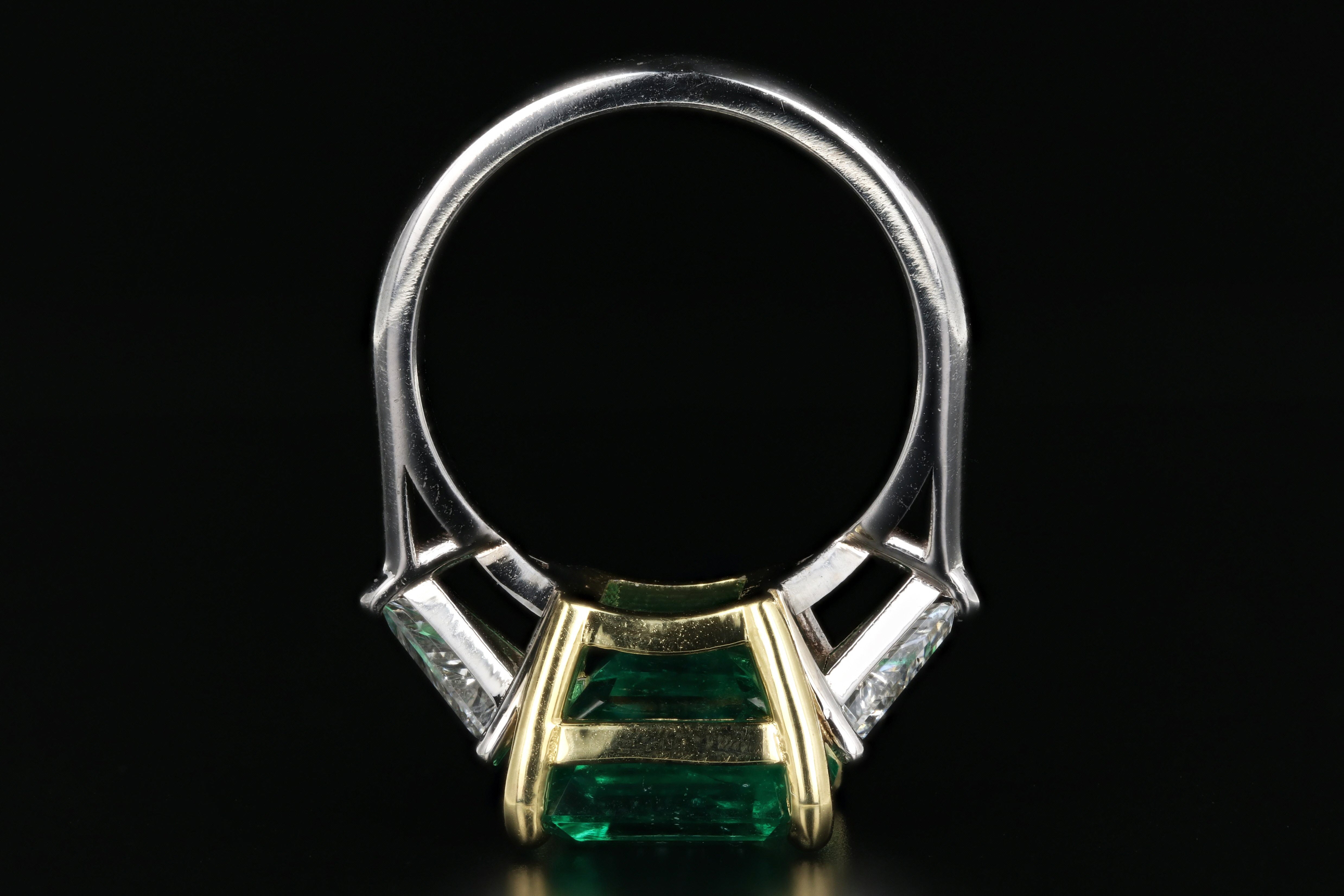 AGL Certified 5.94 Carat Colombian Emerald and Diamond Ring - Queen May