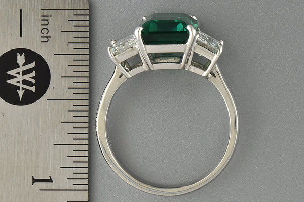 Platinum Step Cut 3.72 Carat Emerald & Diamond Ring - Queen May