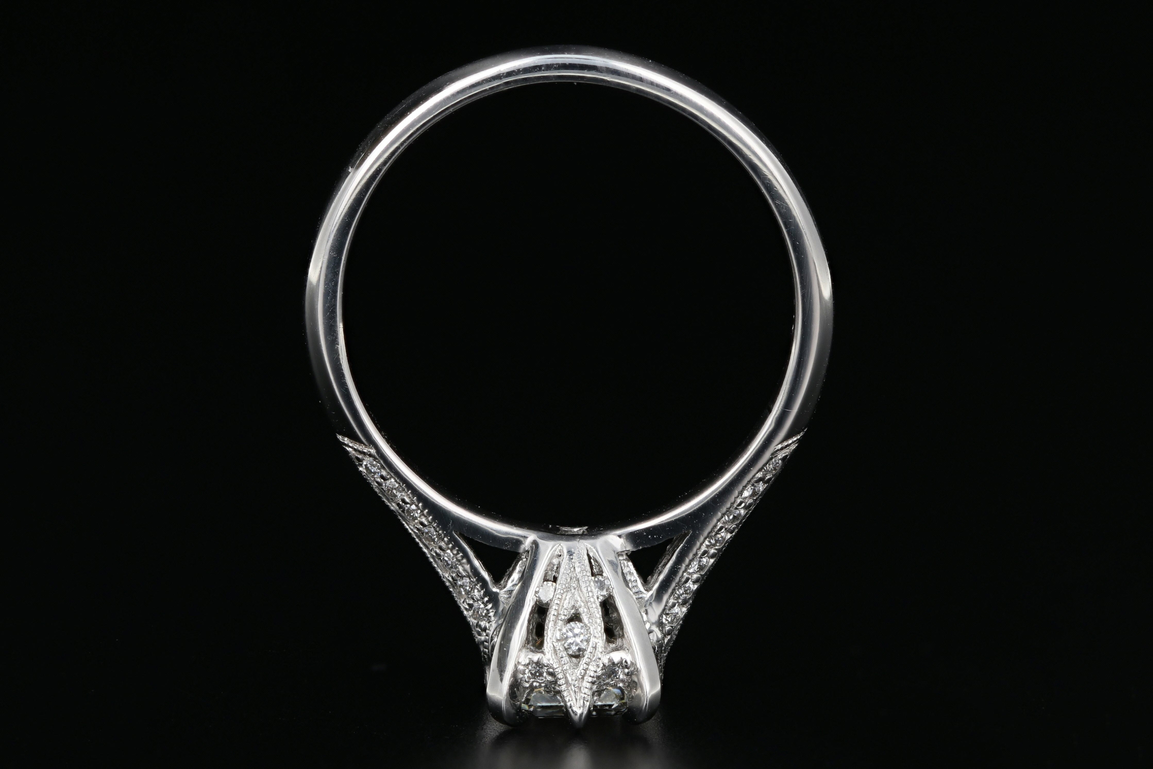 Tacori 18K White Gold .91 Carat Emerald Cut Diamond Ring GIA Certified - Queen May