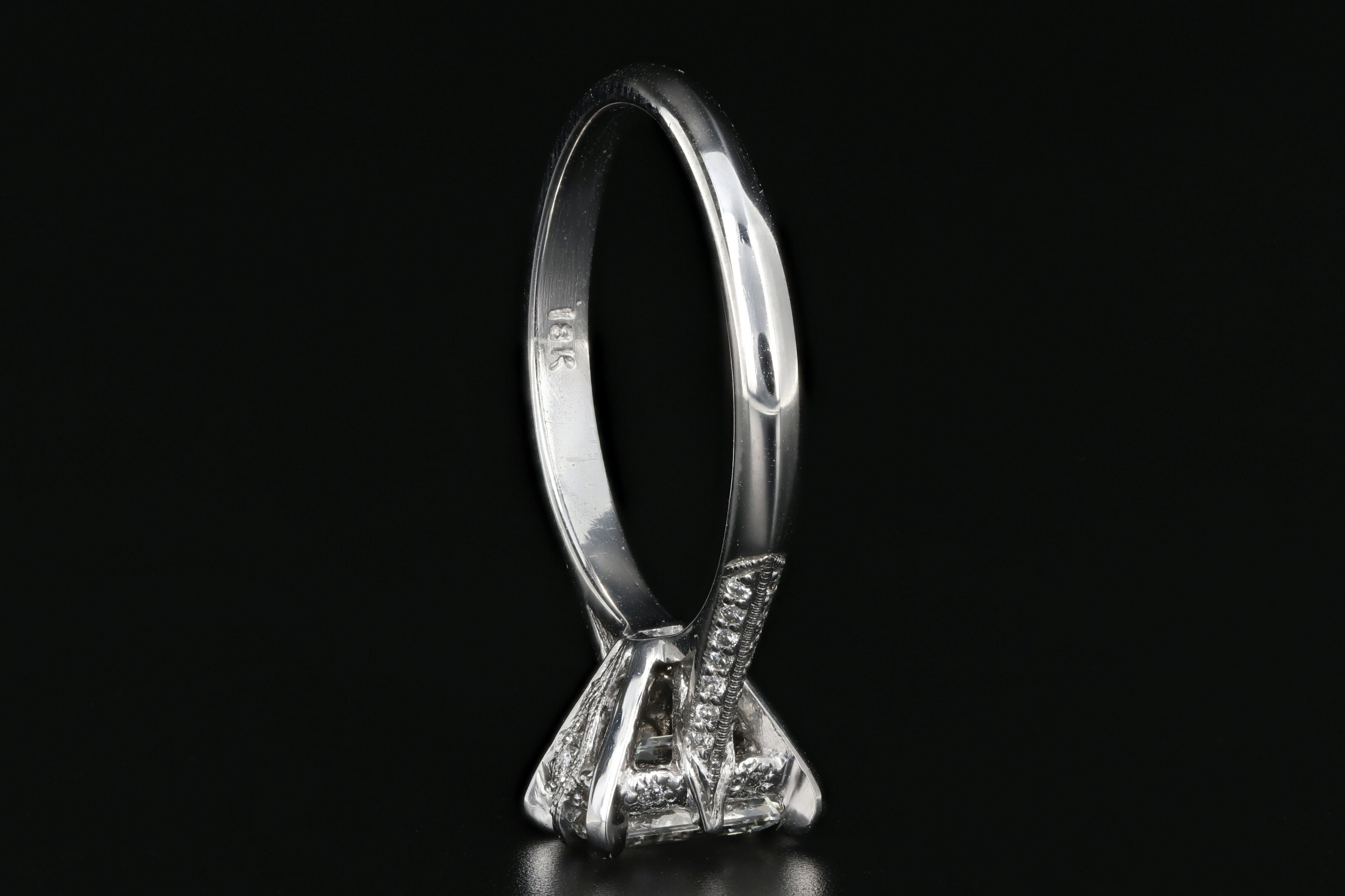 Tacori 18K White Gold .91 Carat Emerald Cut Diamond Ring GIA Certified - Queen May