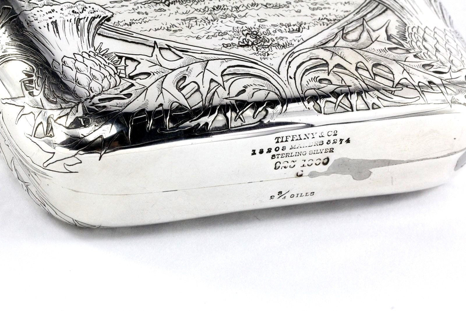 Tiffany & Co Sterling Silver Art Nouveau 1909 Large Lap Over Edge Golf Flask Trophy - Queen May