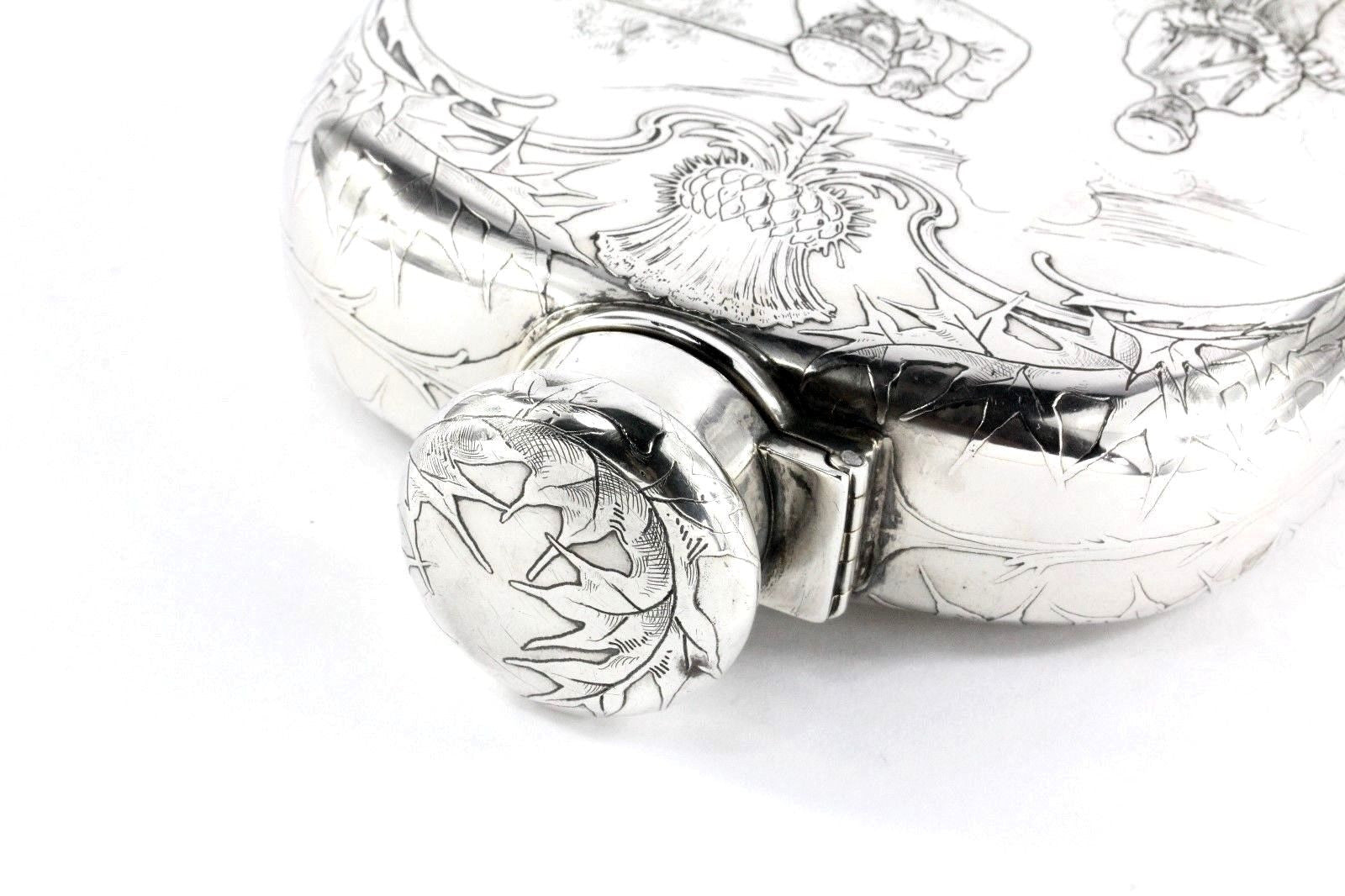 Tiffany & Co Sterling Silver Art Nouveau 1909 Large Lap Over Edge Golf Flask Trophy - Queen May