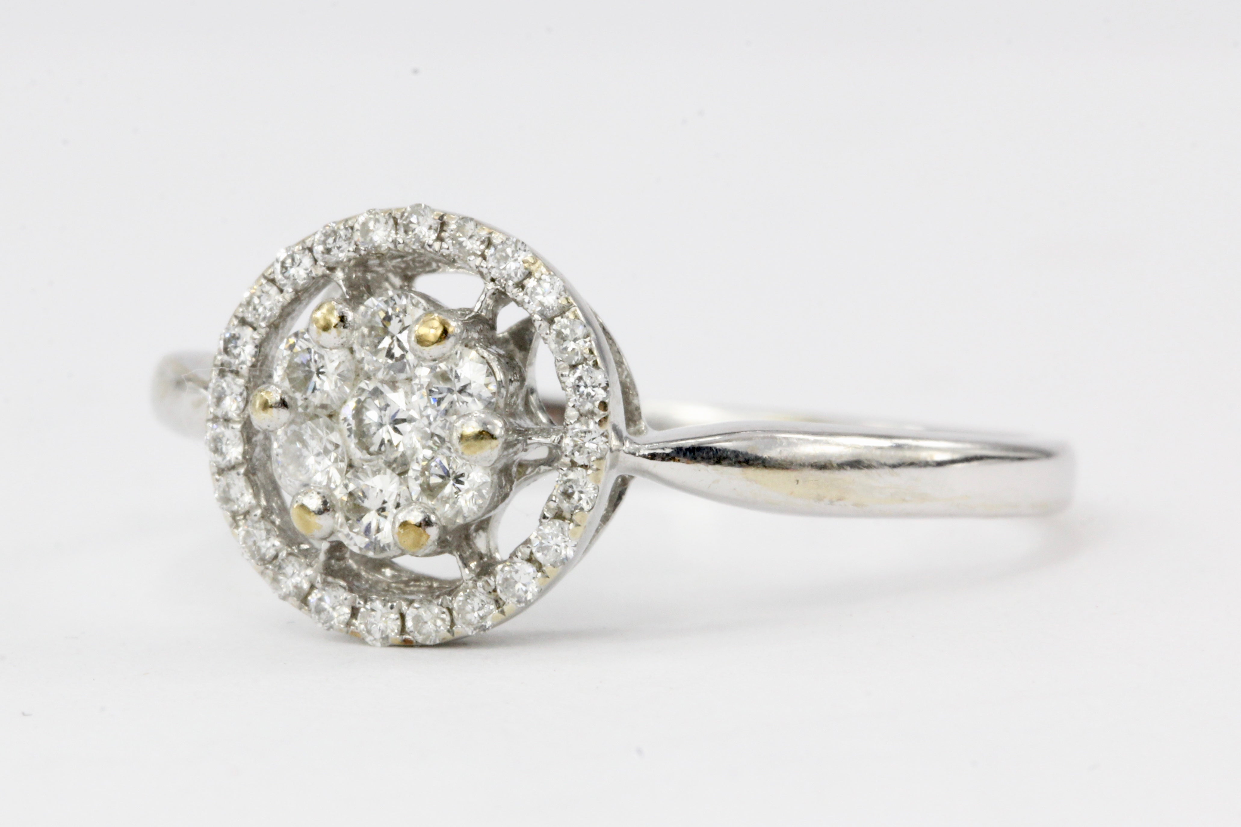 18K White Gold .28 CTW Diamond Flower Cluster Ring - Queen May