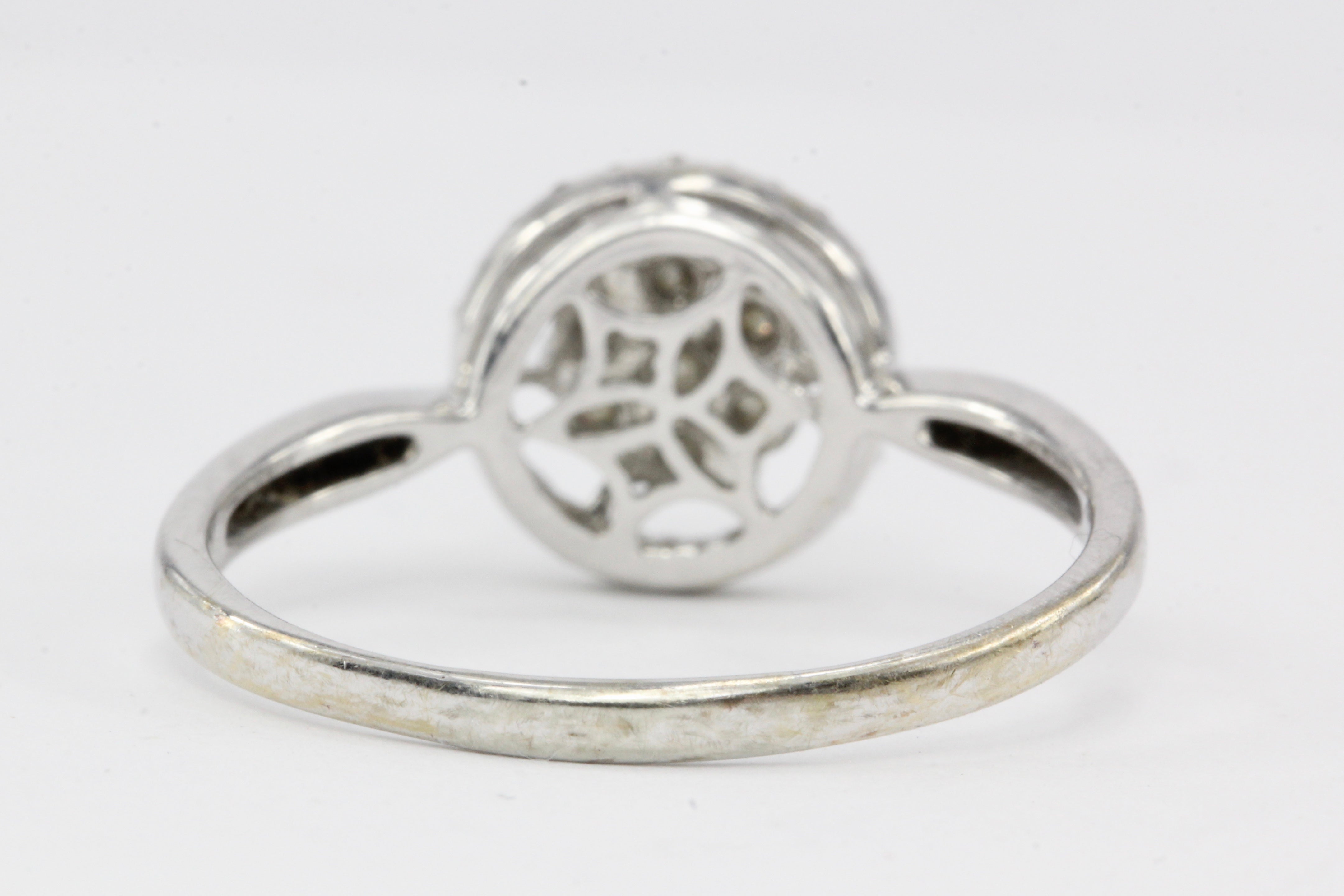 18K White Gold .28 CTW Diamond Flower Cluster Ring - Queen May