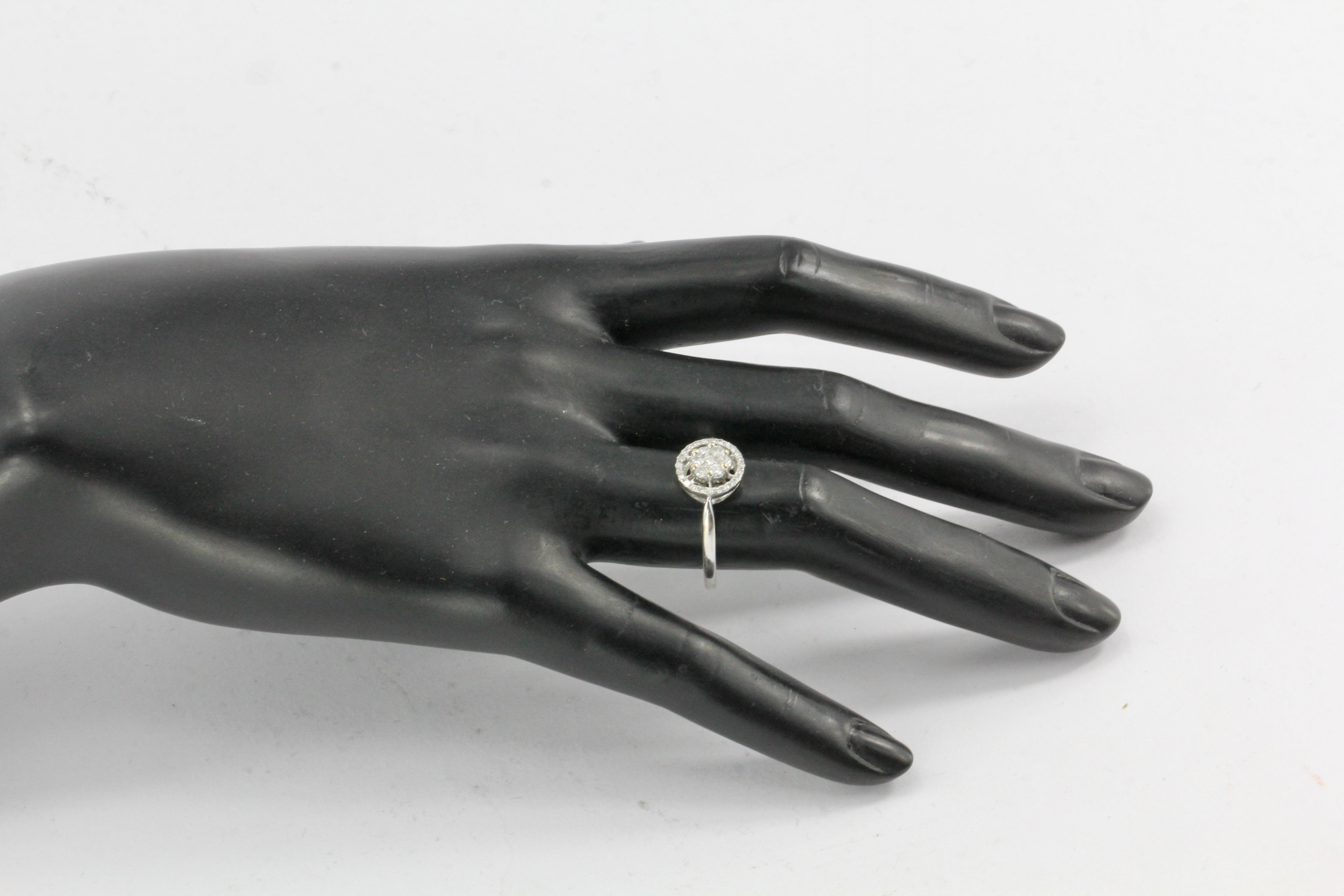 18K White Gold .28 CTW Diamond Flower Cluster Ring - Queen May