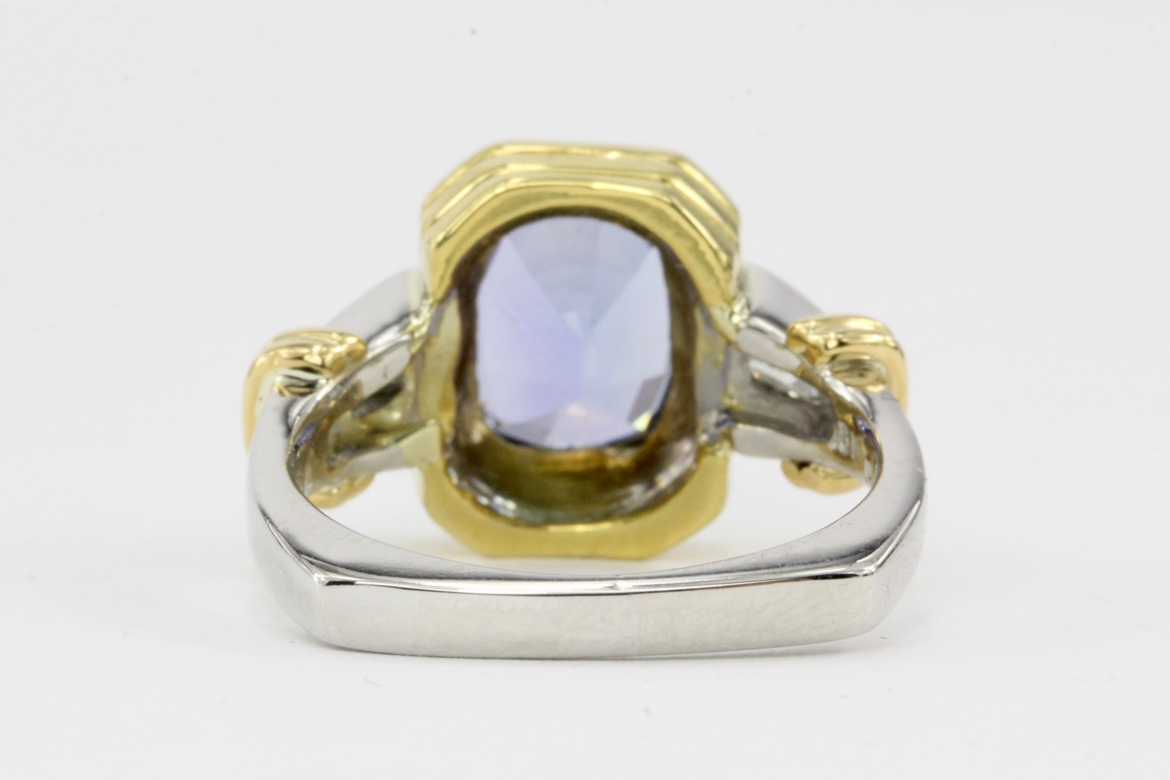 Platinum and 18K Yellow Gold 2.75 CT Tanzanite and .25 CTW Diamond Baguette Ring - Queen May