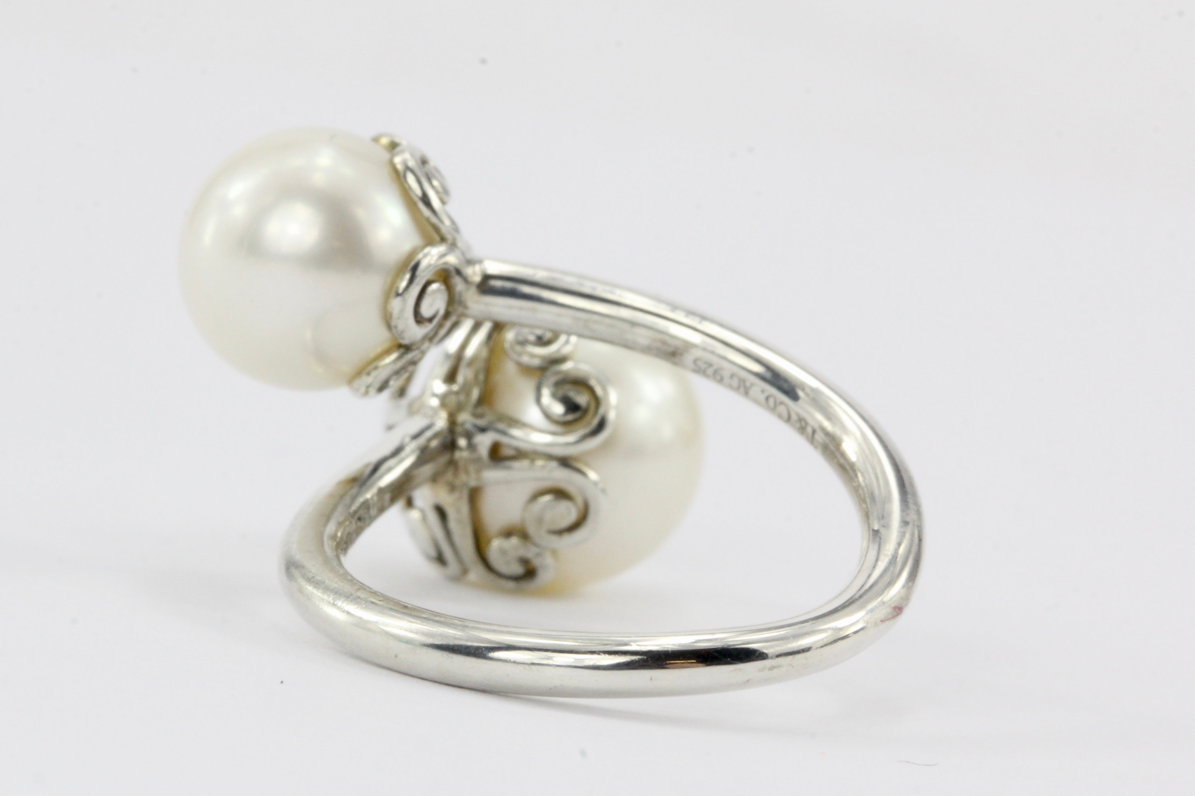 Tiffany & Co. Sterling Silver Goldoni Heart Pearl Ring with Pouch - Queen May