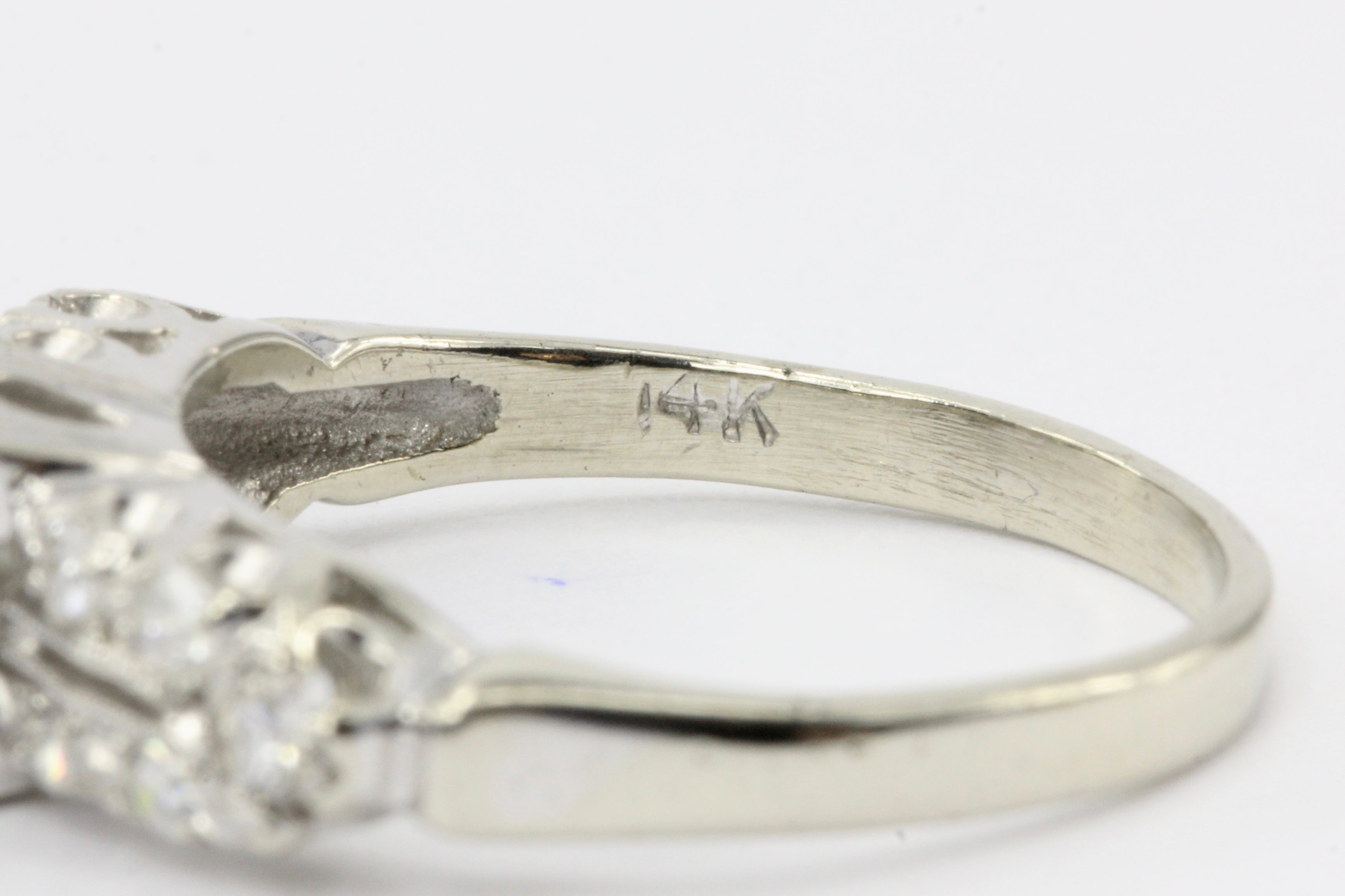 14K White Gold .40CTW Diamond Engagement Ring - Queen May