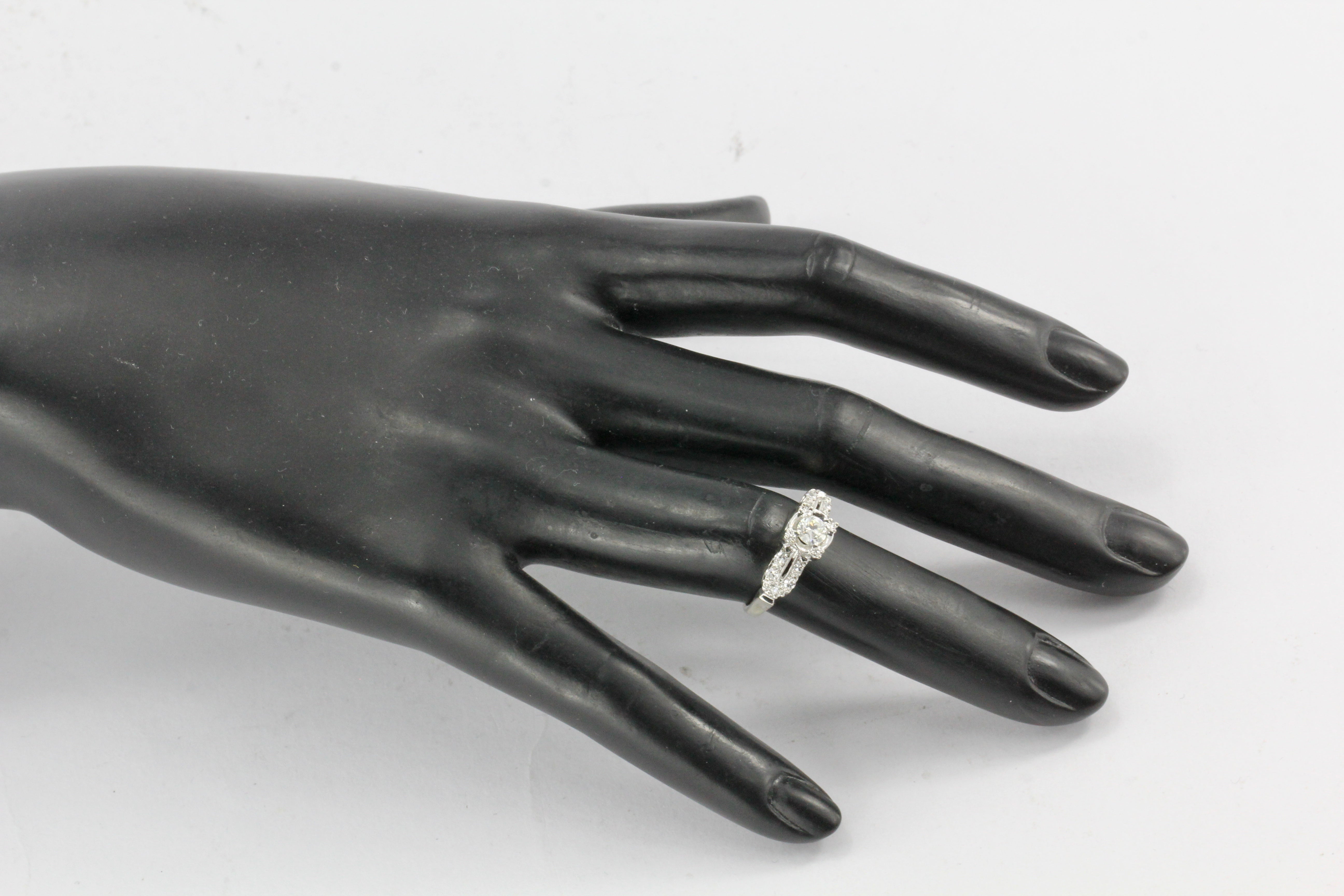 14K White Gold .40CTW Diamond Engagement Ring - Queen May