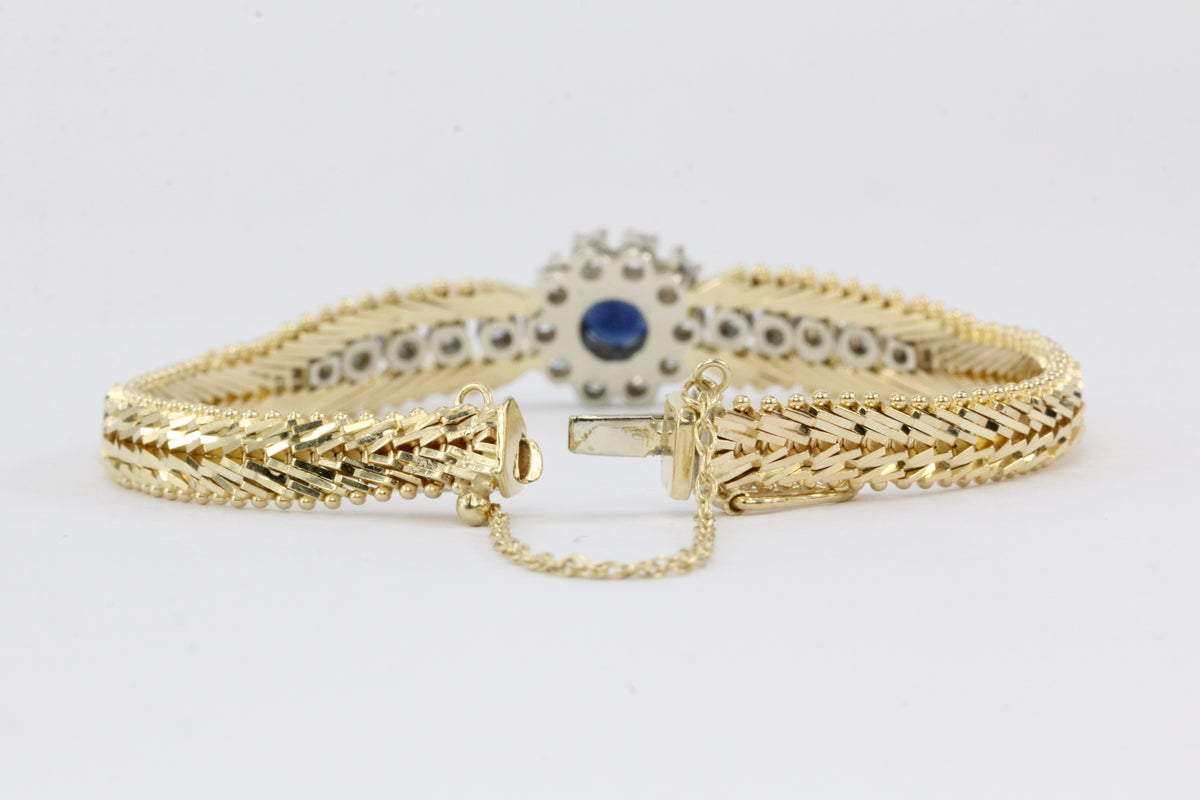 14K Yellow & White Gold Natural Sapphire and Diamond Bracelet - Queen May