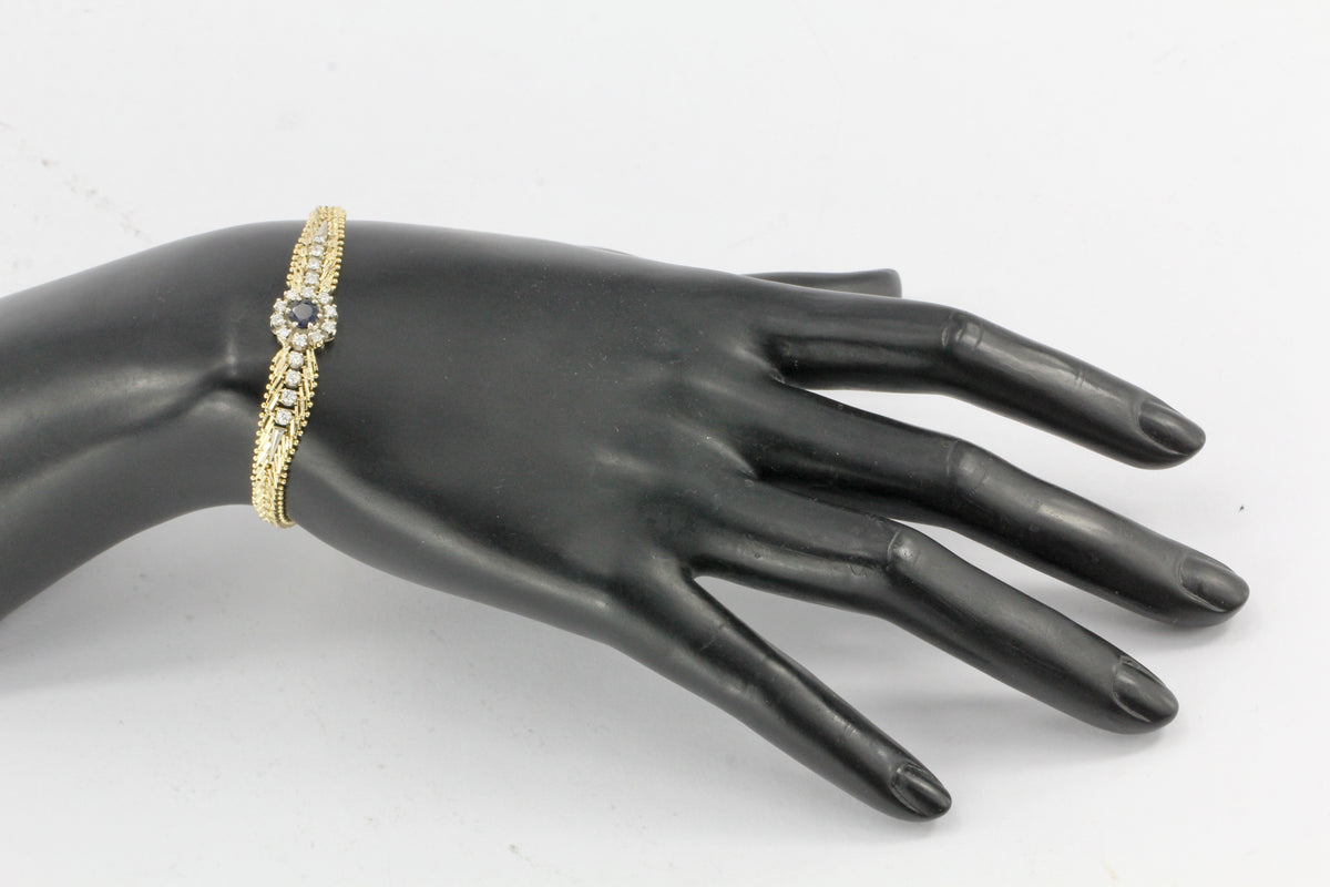 14K Yellow & White Gold Natural Sapphire and Diamond Bracelet - Queen May