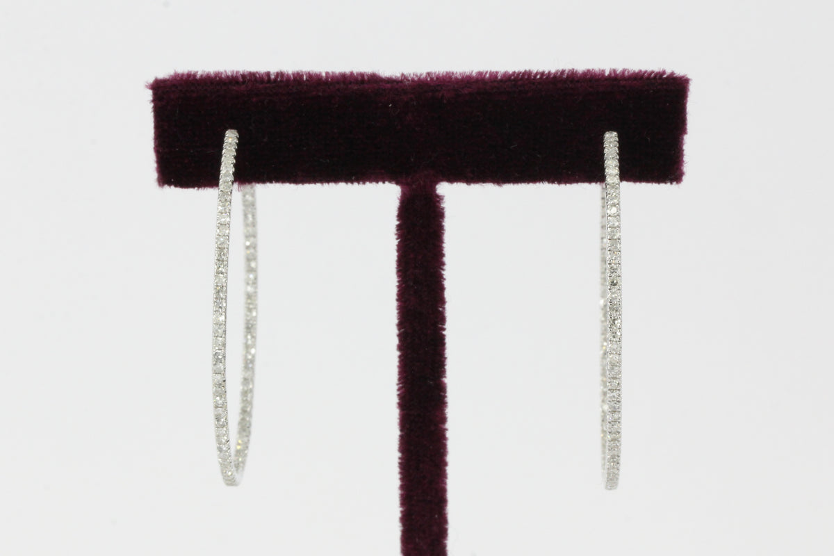 14K White Gold 1.5 CTW Diamond In And Out Hoop Earrings - Queen May