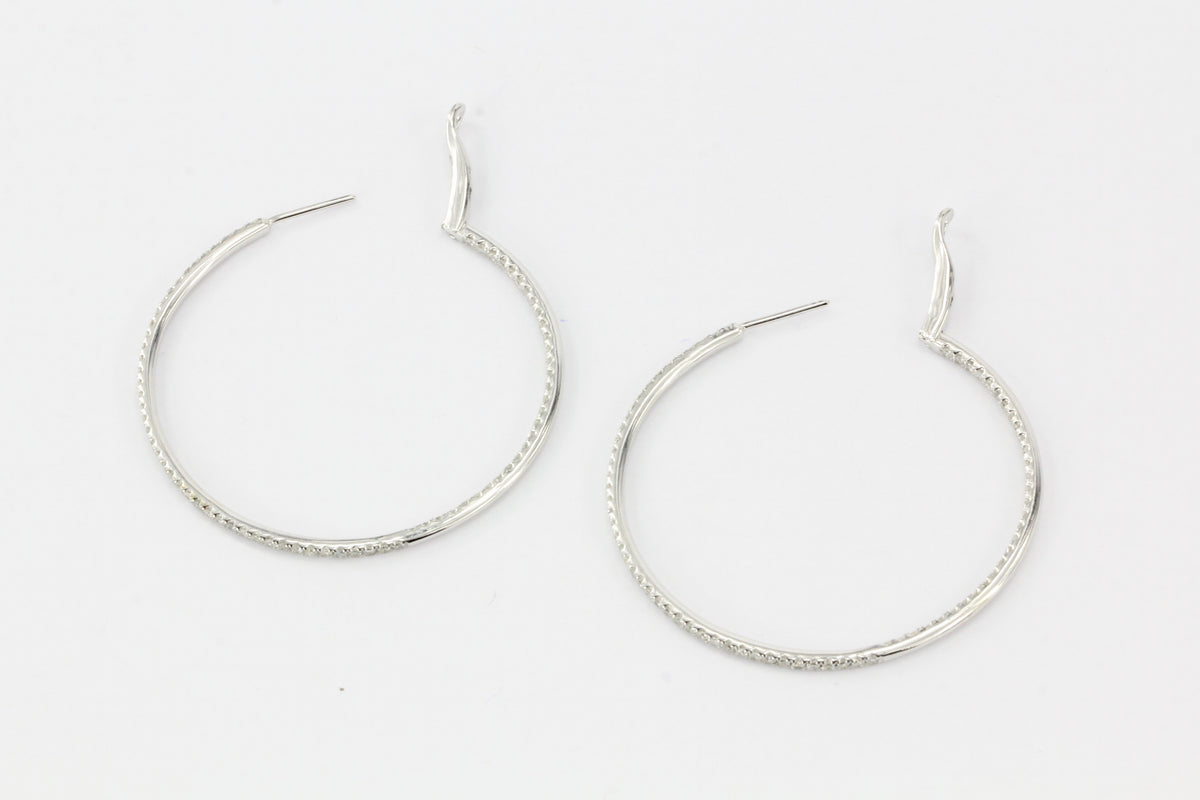 14K White Gold 1.5 CTW Diamond In And Out Hoop Earrings - Queen May