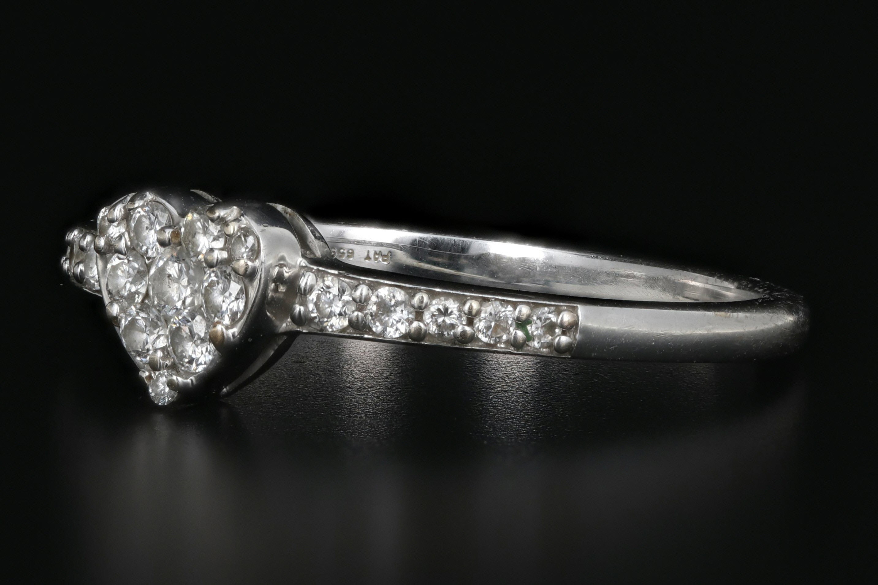 Modern 14K White Gold .25 Carat Pave Diamond Heart Ring - Queen May