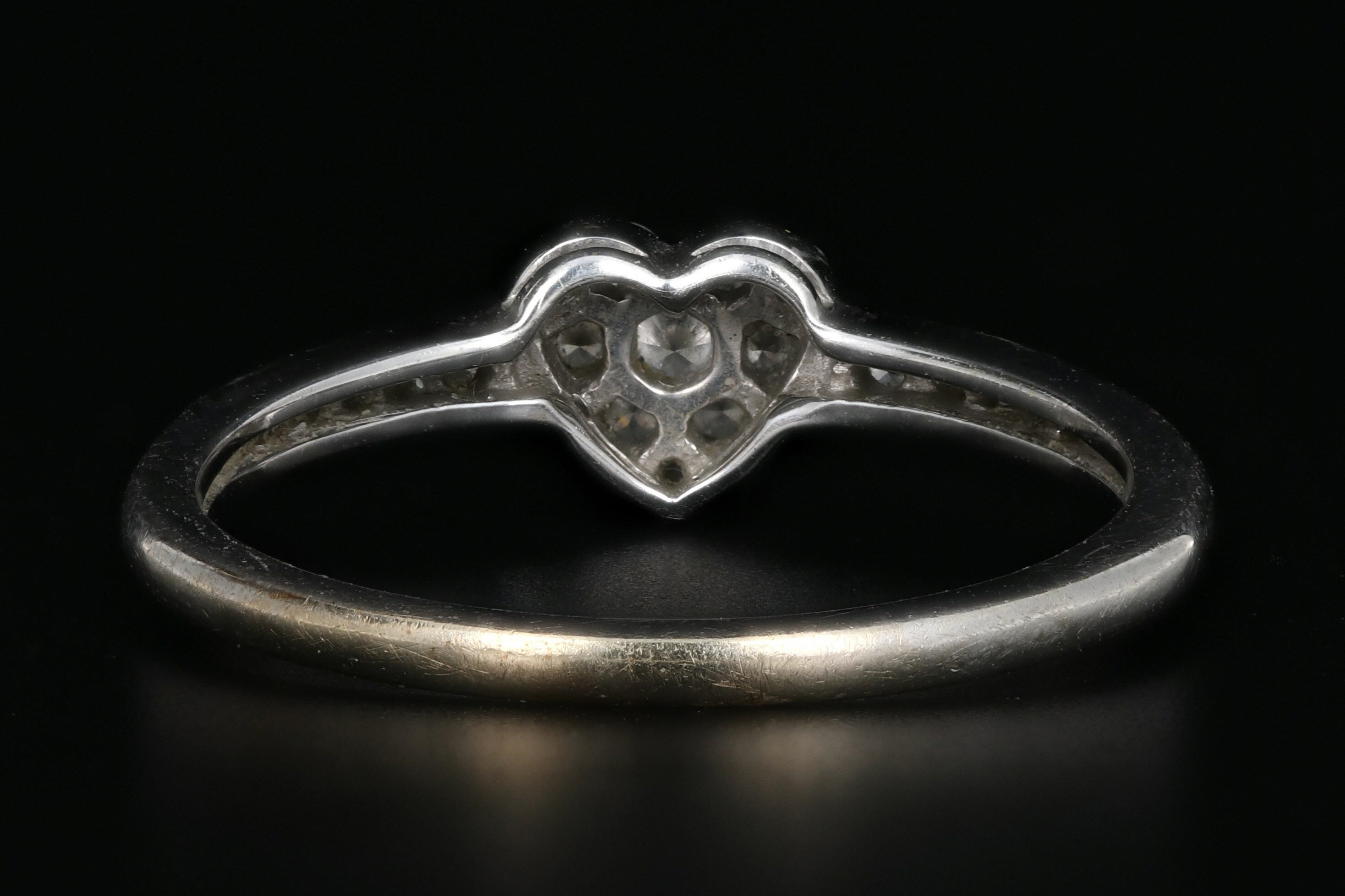 Modern 14K White Gold .25 Carat Pave Diamond Heart Ring - Queen May