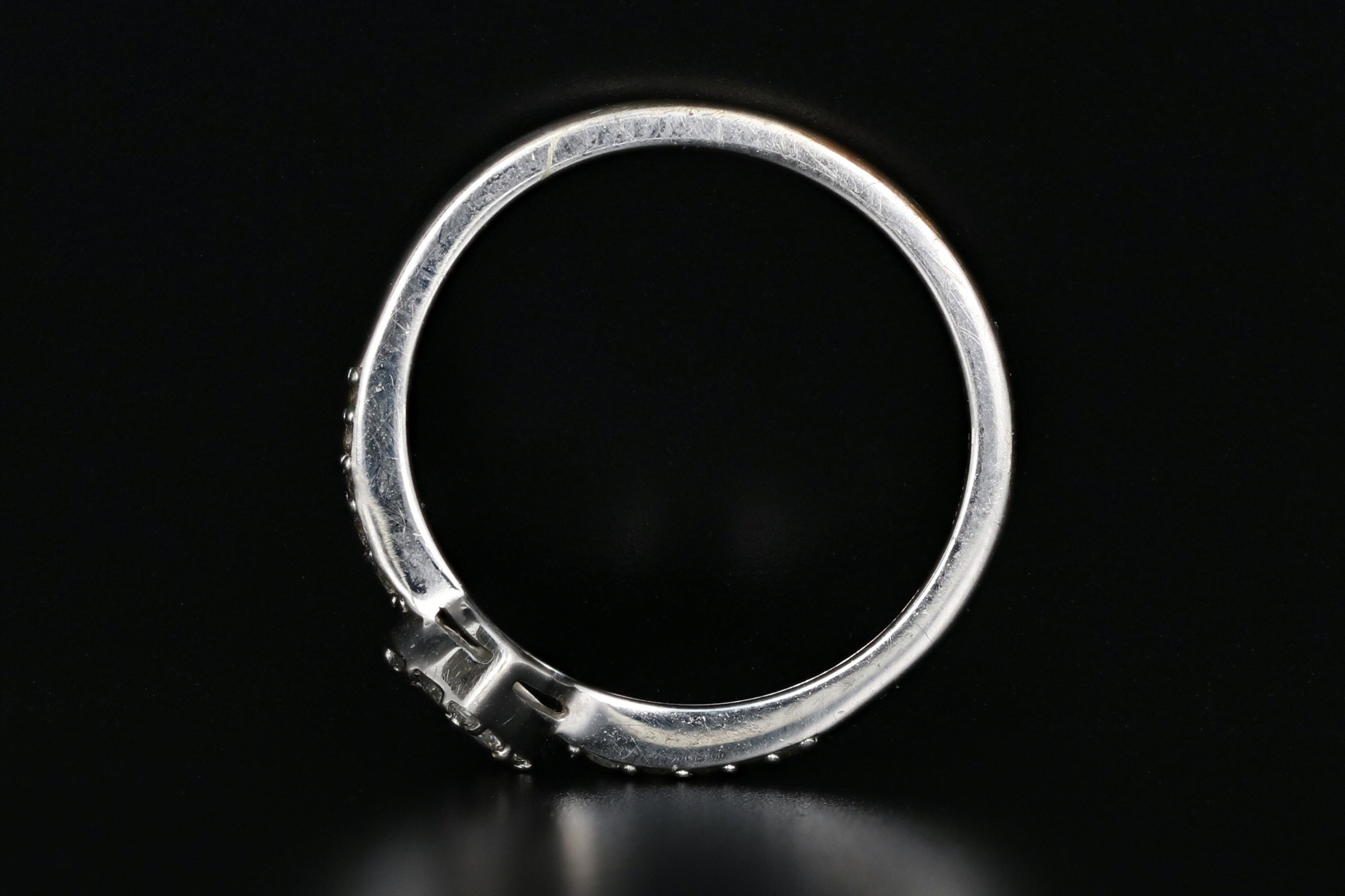 Modern 14K White Gold .25 Carat Pave Diamond Heart Ring - Queen May