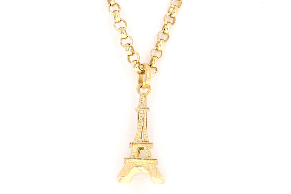 18K Yellow Gold Eiffel Tower Pendant Necklace - Queen May