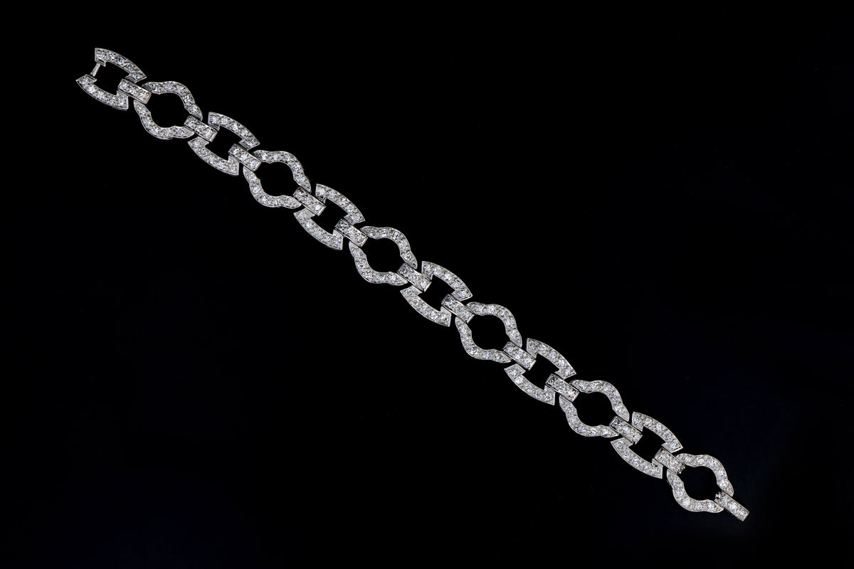 Art Deco Platinum 5.5 Carat Total Weight Diamond Bracelet - Queen May