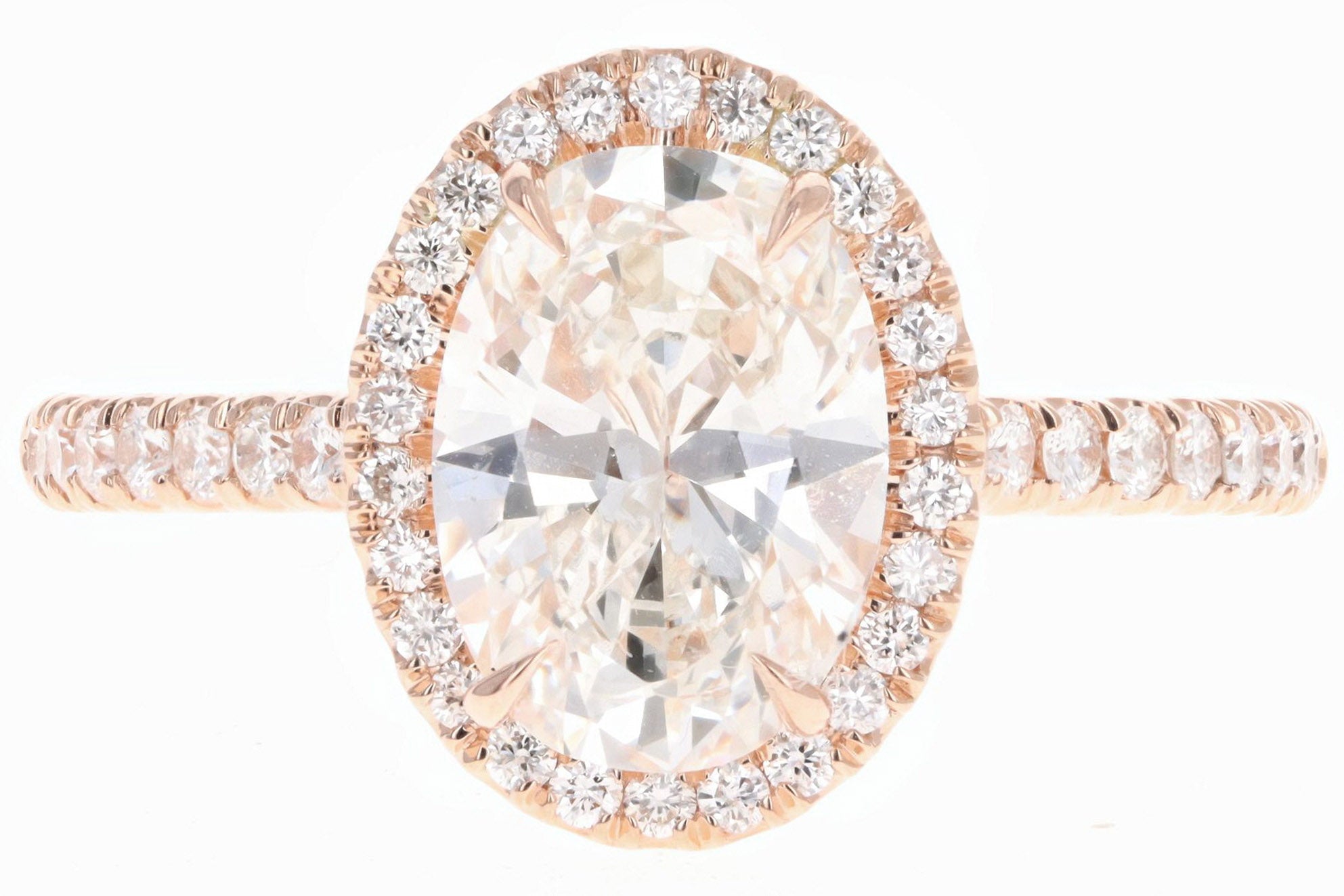 18K Rose Gold 1.86 Carat Oval Diamond Engagement Ring GIA Certified - Queen May