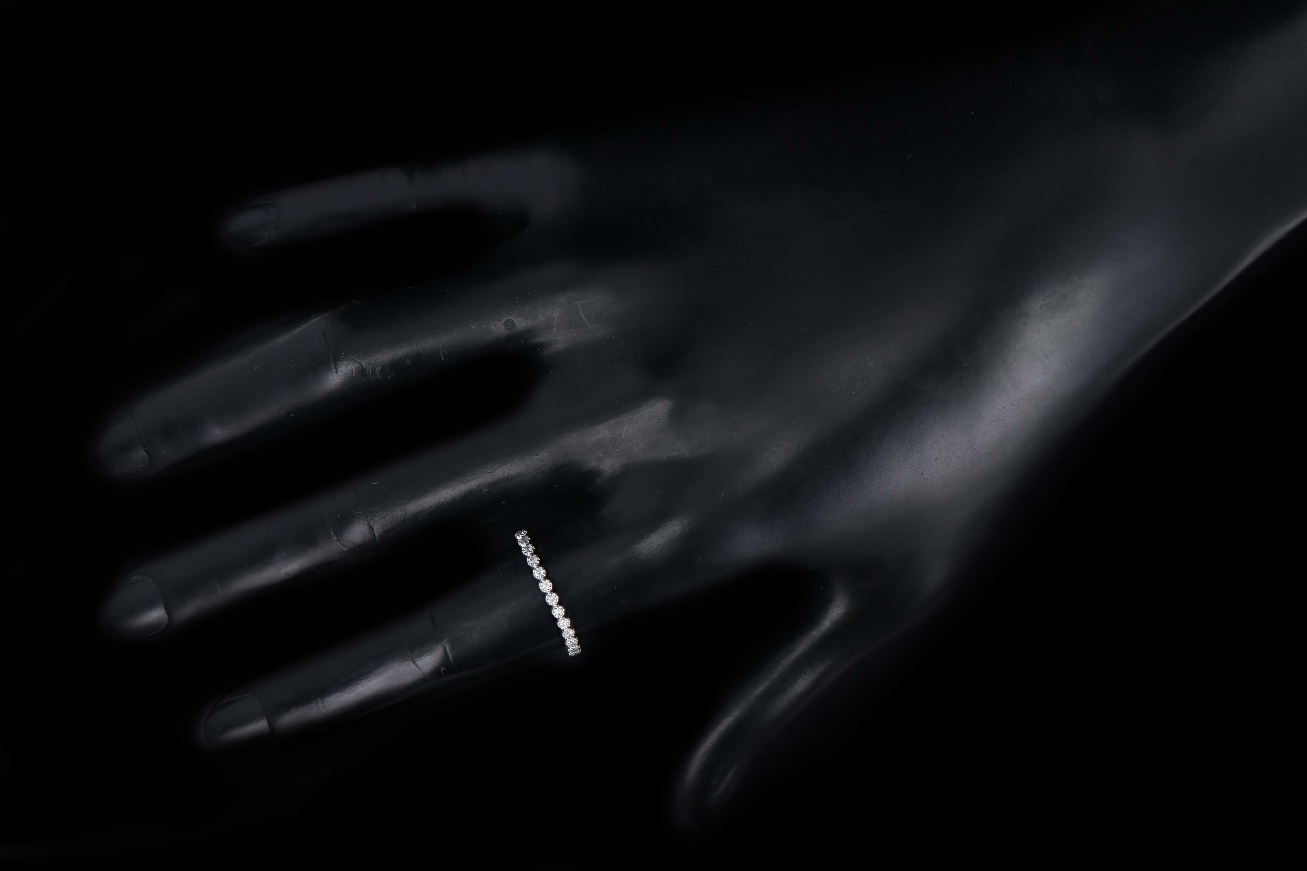 14K White Gold .10 Carat Total Weight Round Diamond Stackable Wedding Band - Queen May