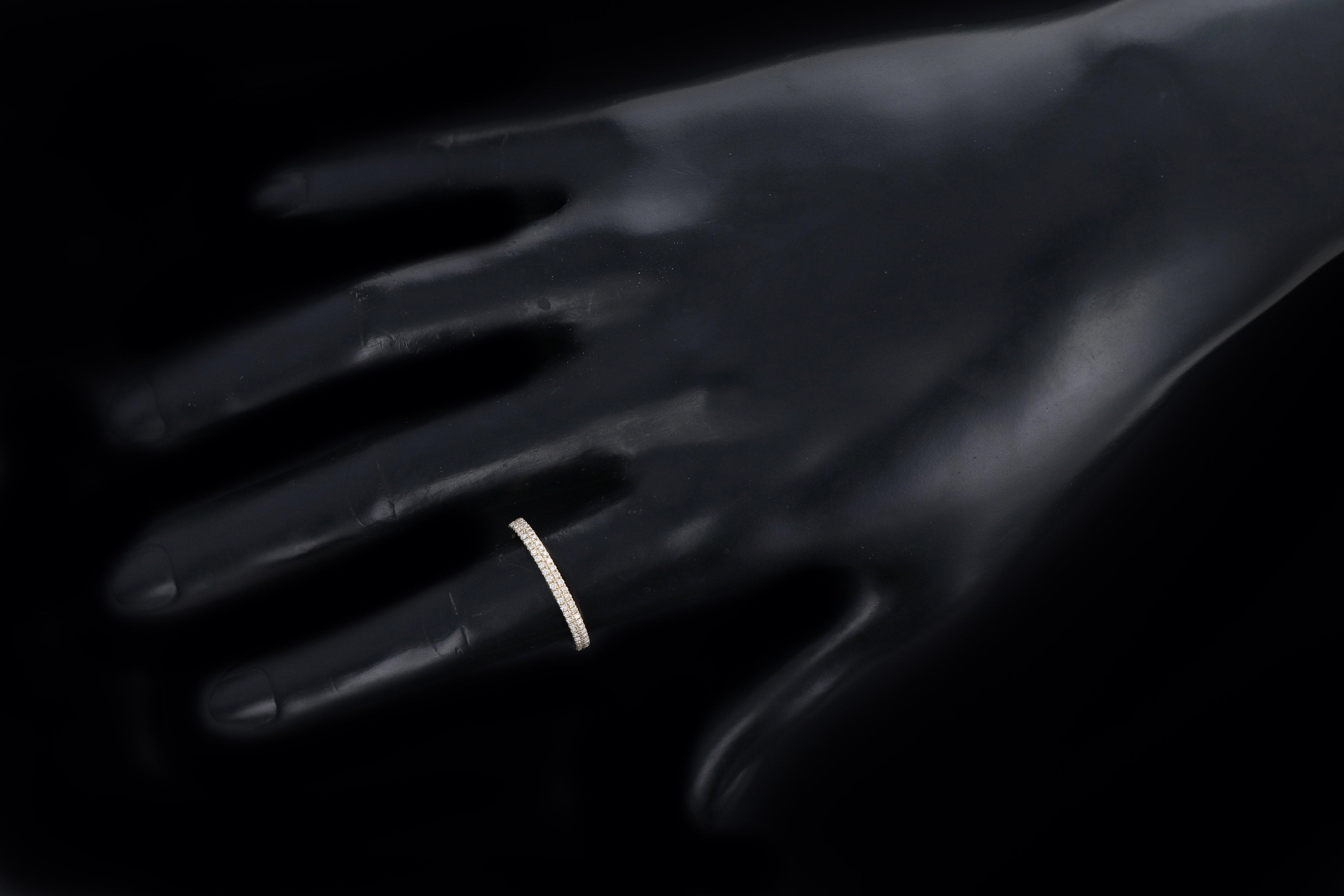 14K Gold Round Diamond Pave Stackable Wedding Band - Queen May