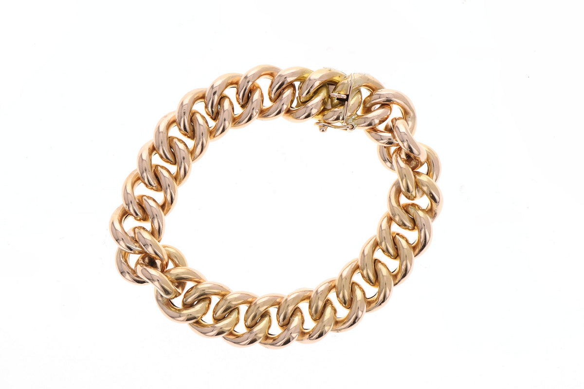 French Victorian 18K Rose Gold Curb Link Bracelet - Queen May