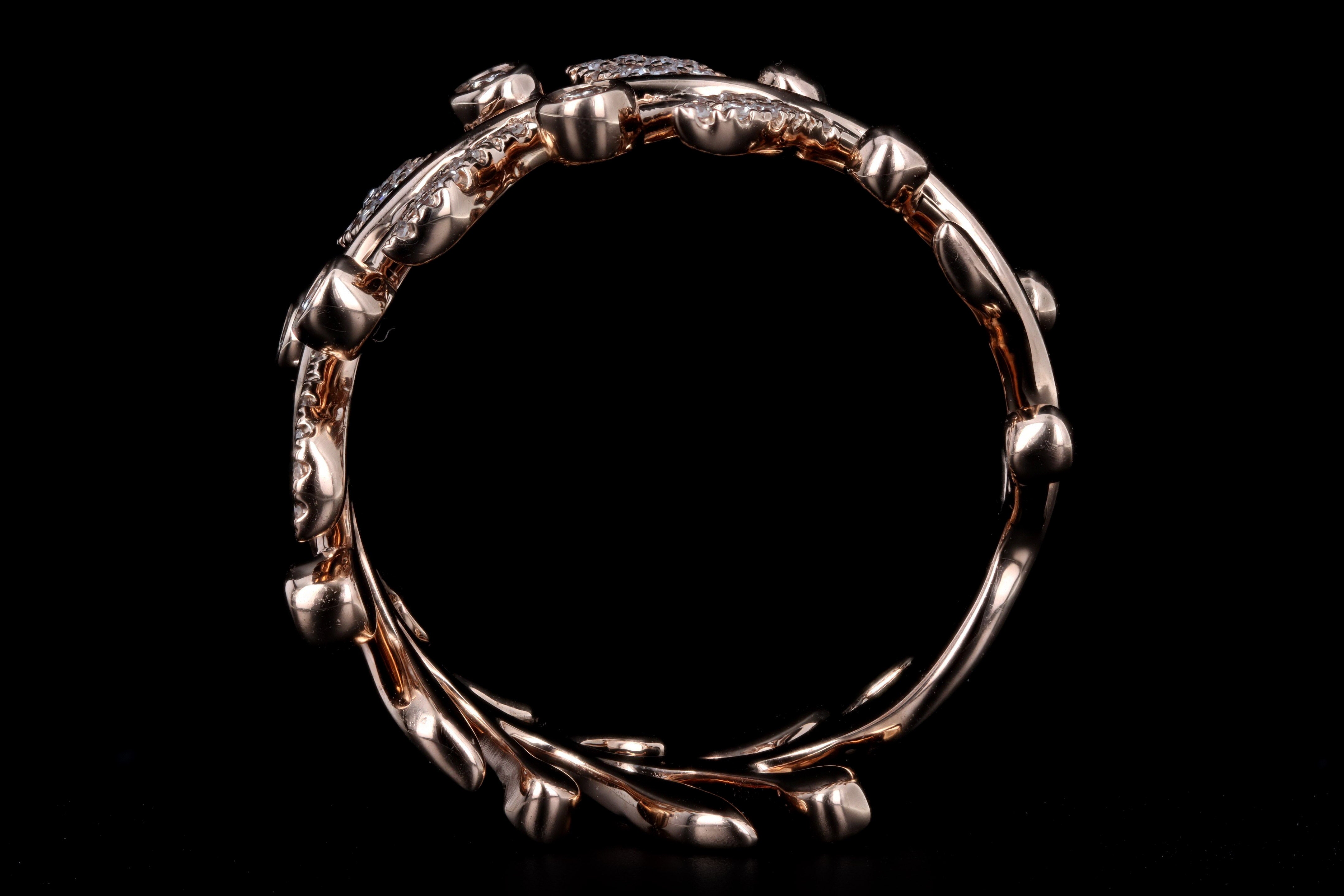 14K Rose Gold .24 Carat Total Weight Diamond Leaf Band - Queen May