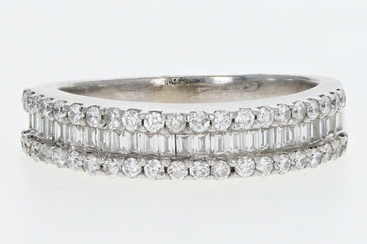 18K White Gold .75 Carat Total Weight Baguette Diamond Wedding Band - Queen May