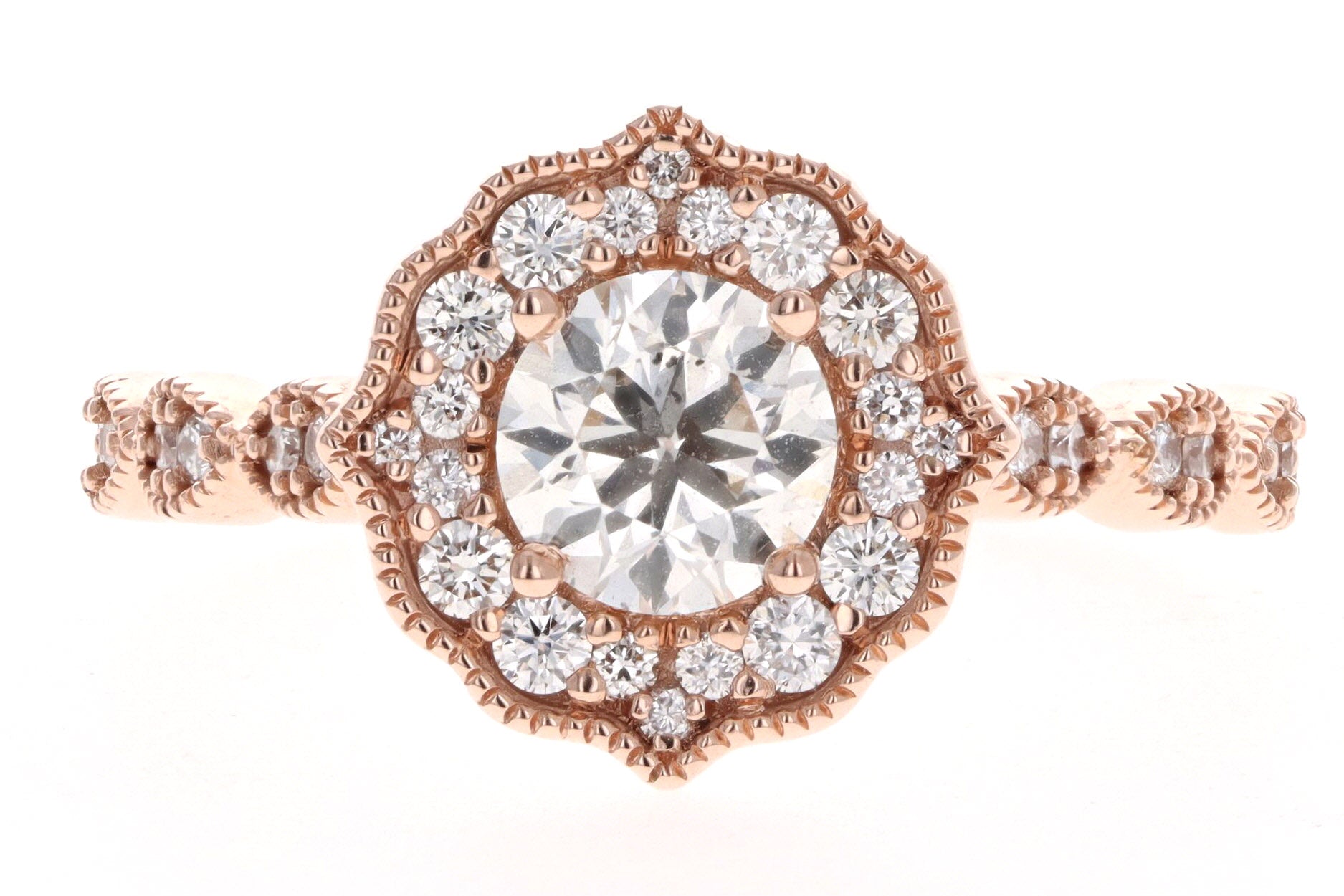 14K Rose Gold .75 Carat Round Brilliant Diamond Engagement Ring - Queen May