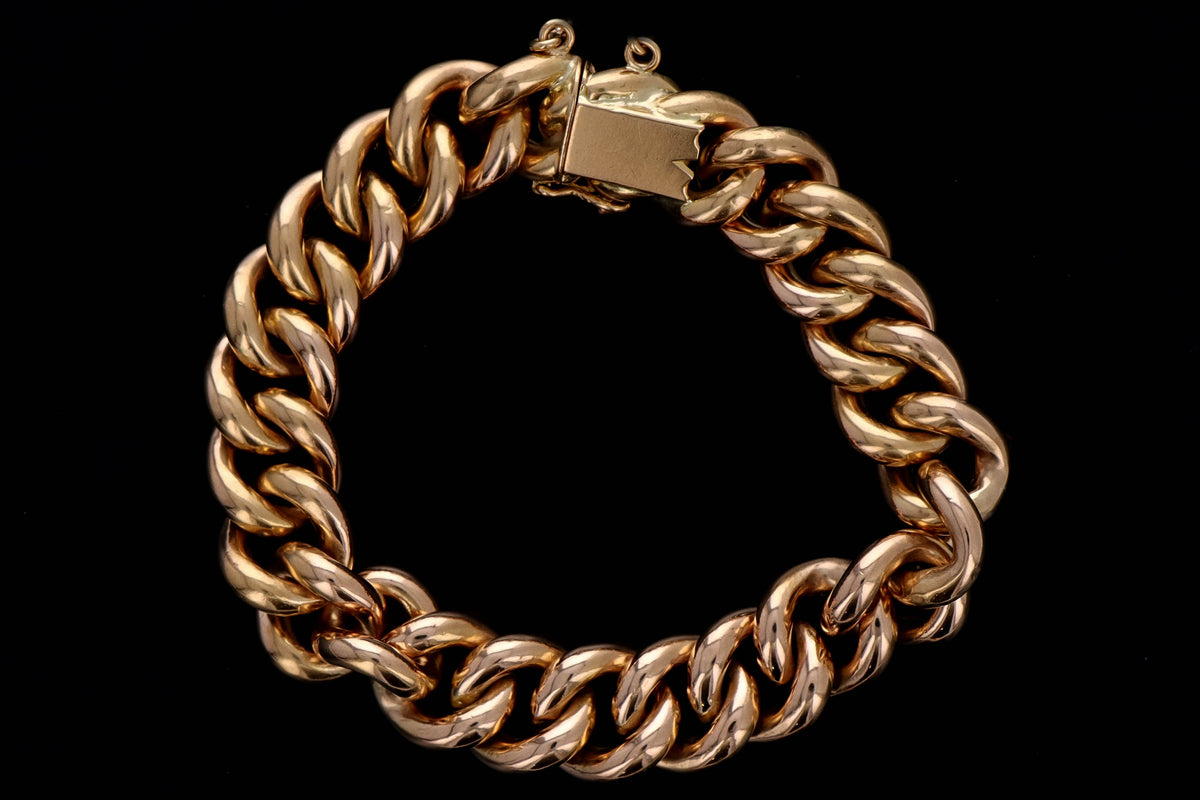French Victorian 18K Rose Gold Curb Link Bracelet - Queen May