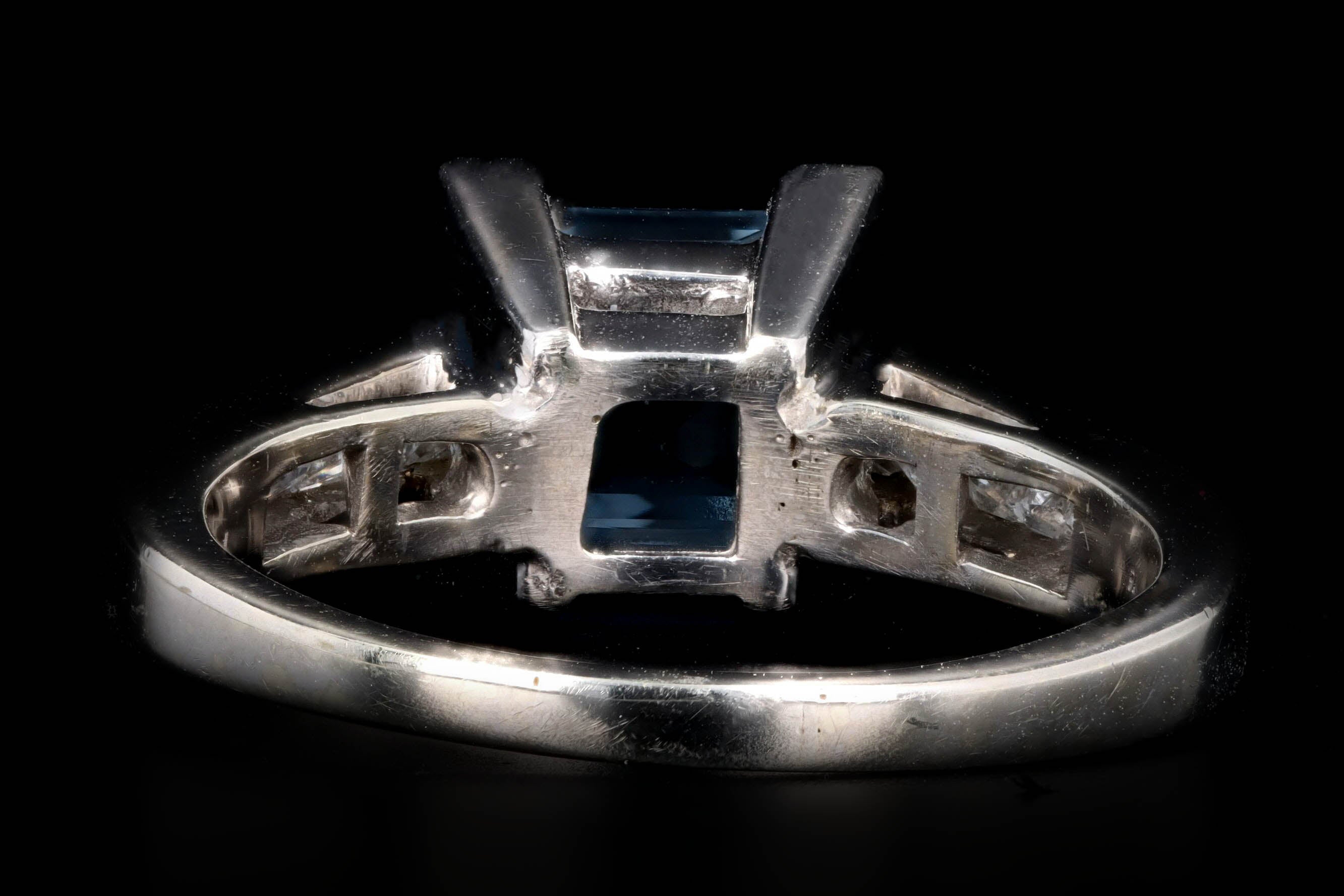 14K White Gold 2 Carat Aquamarine & Princess Cut Diamond Ring - Queen May